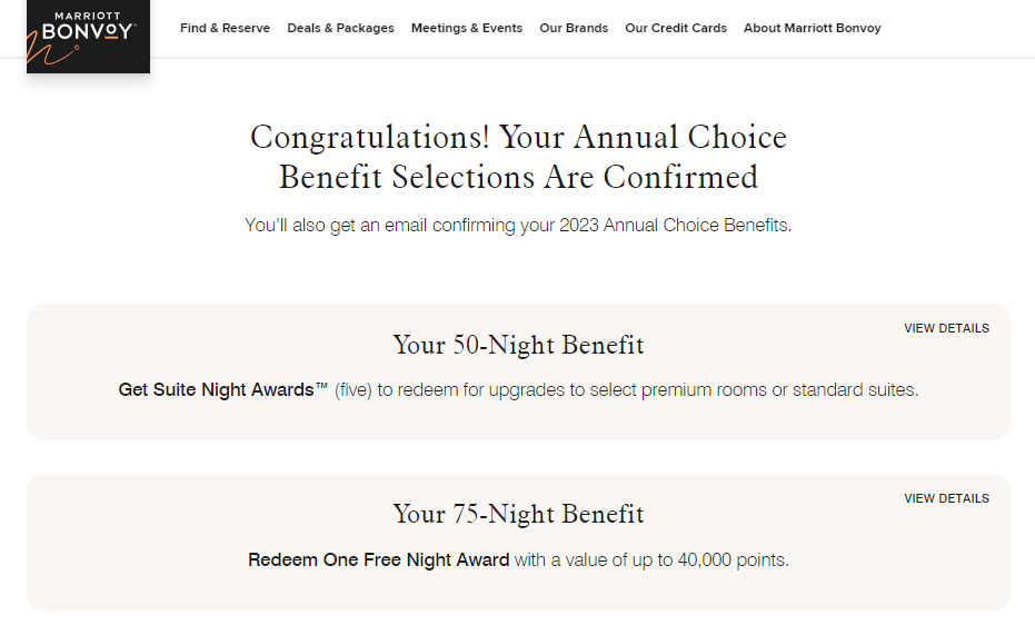 Annual Choice Benefits confirmed