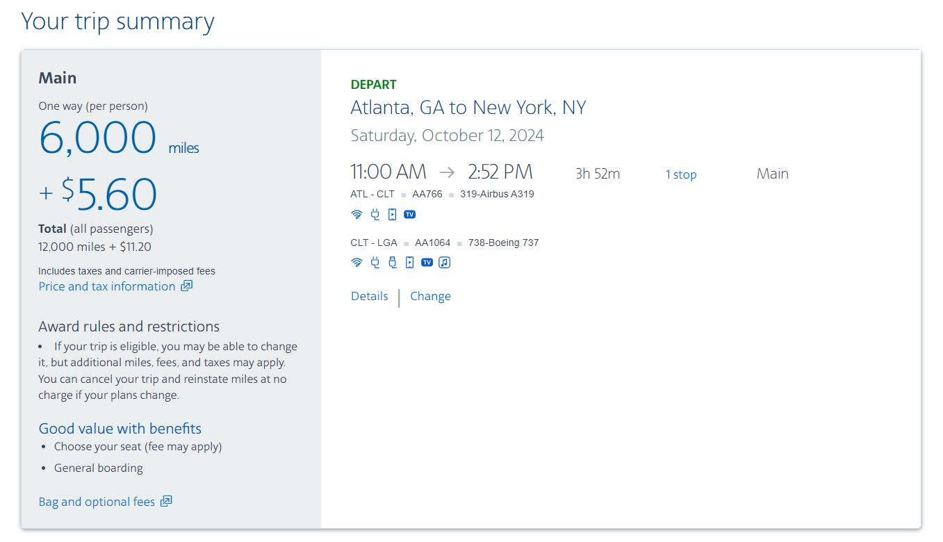 Booking an American AAdvantage award