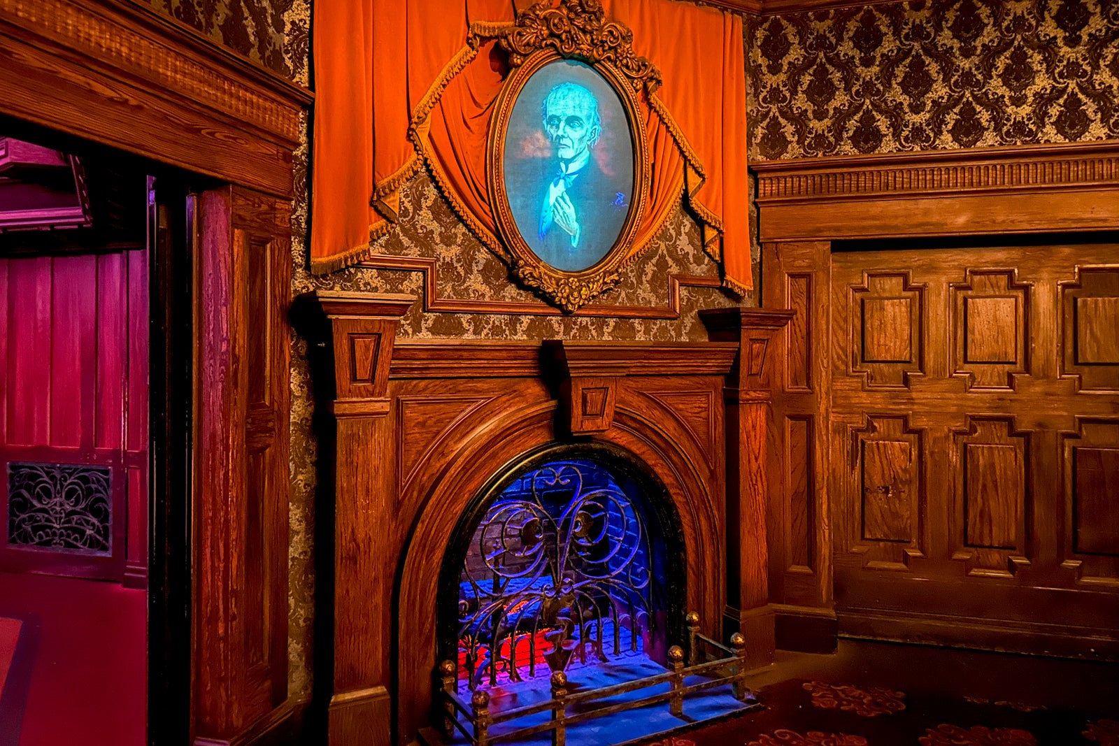 Inside the Haunted Mansion.