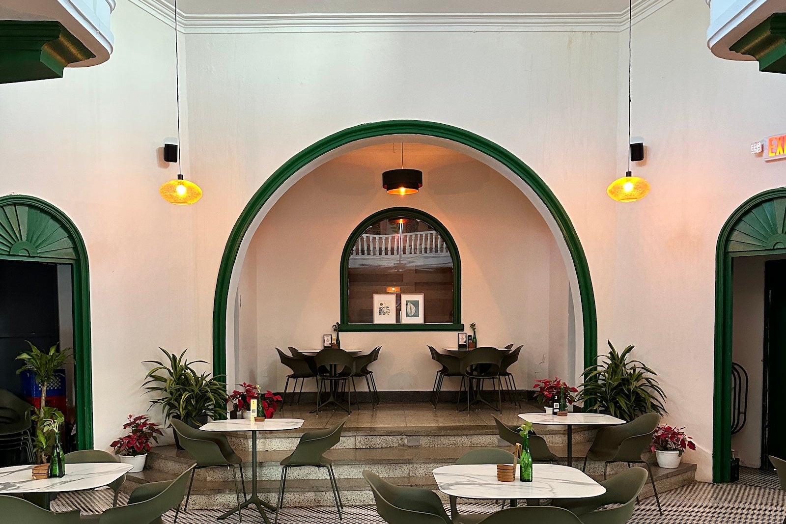 The outside patio of a coffee shop in Puerto Rico