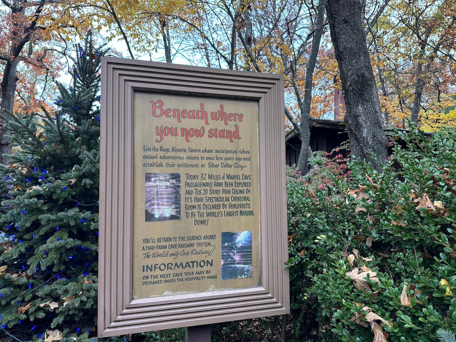 Sign at entrance to cave