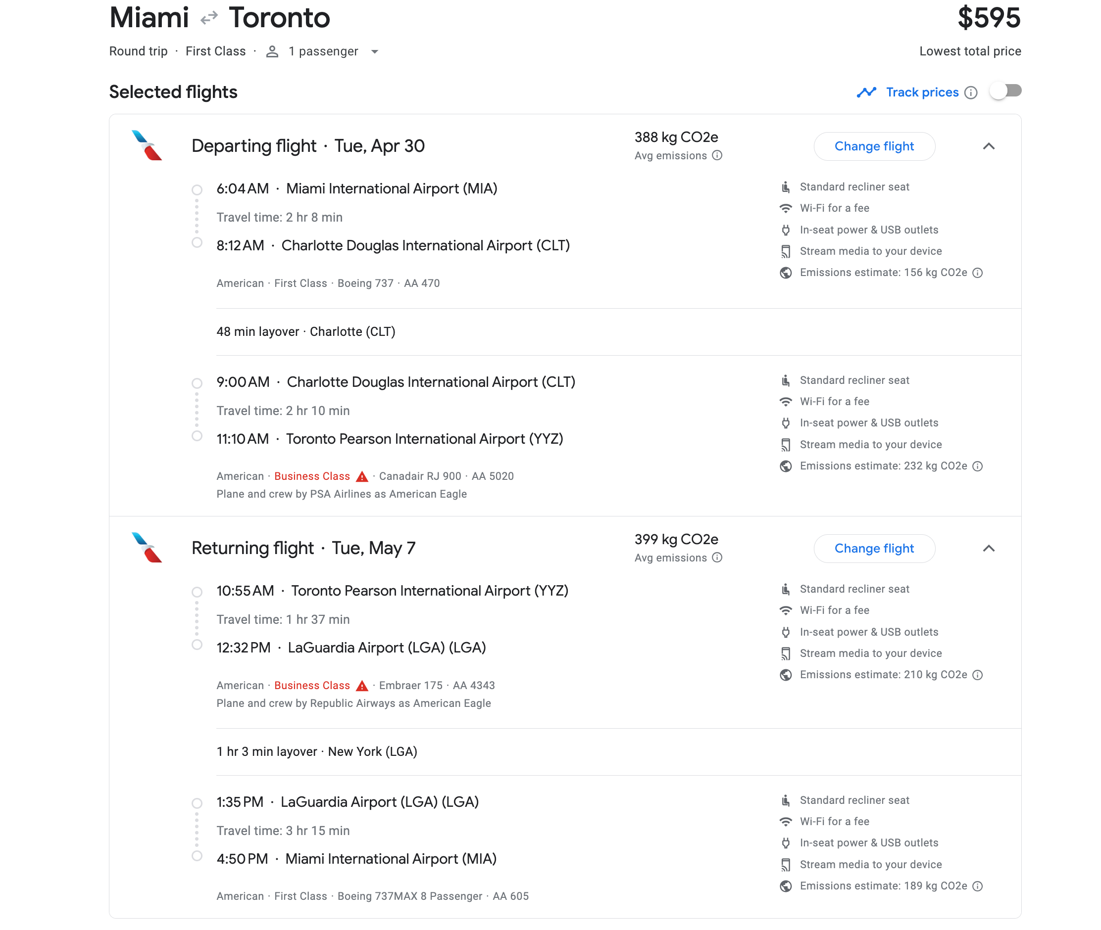 miami to toronto flights