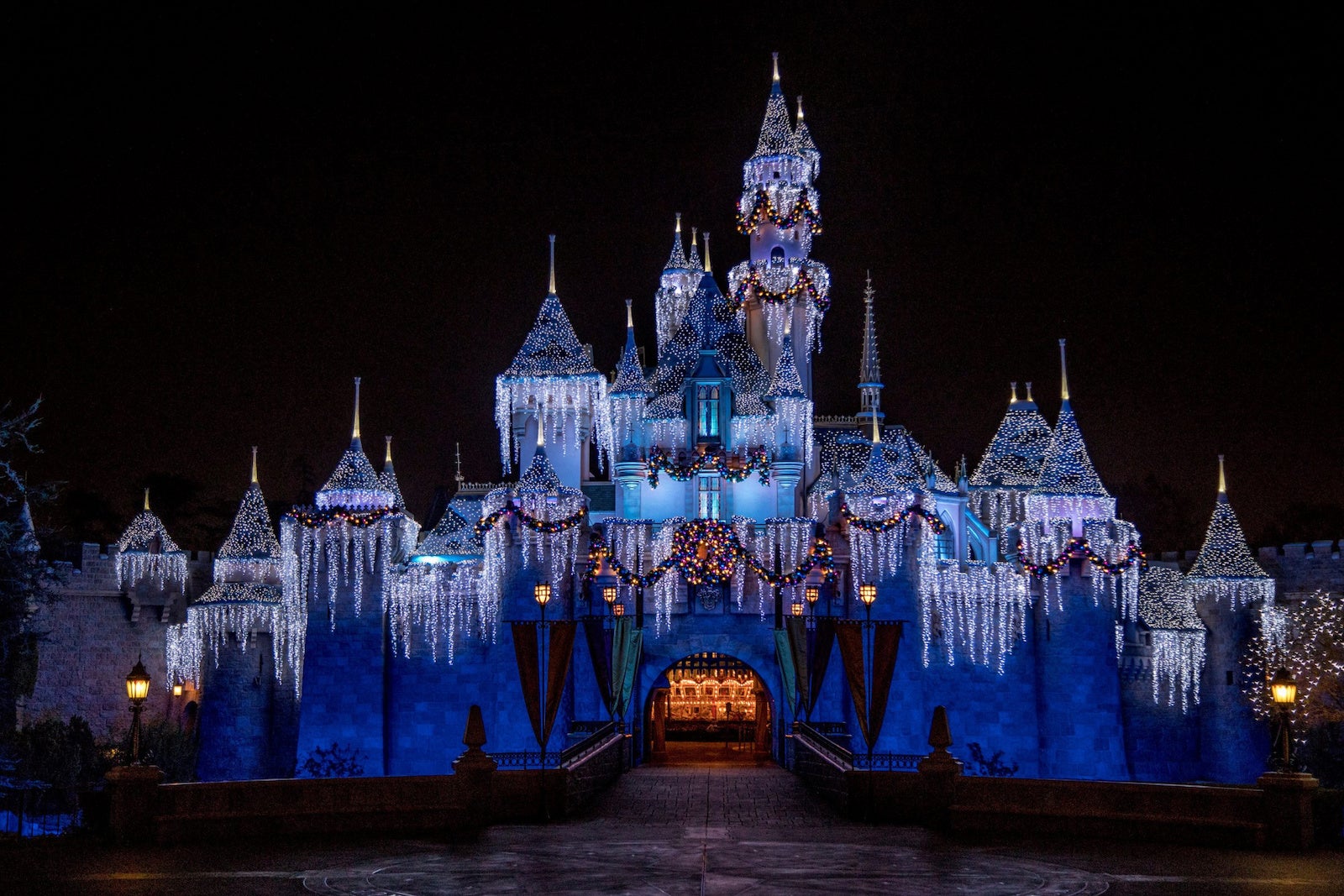Disneyland California Sleeping Beauty Winter Castle During Holidays
