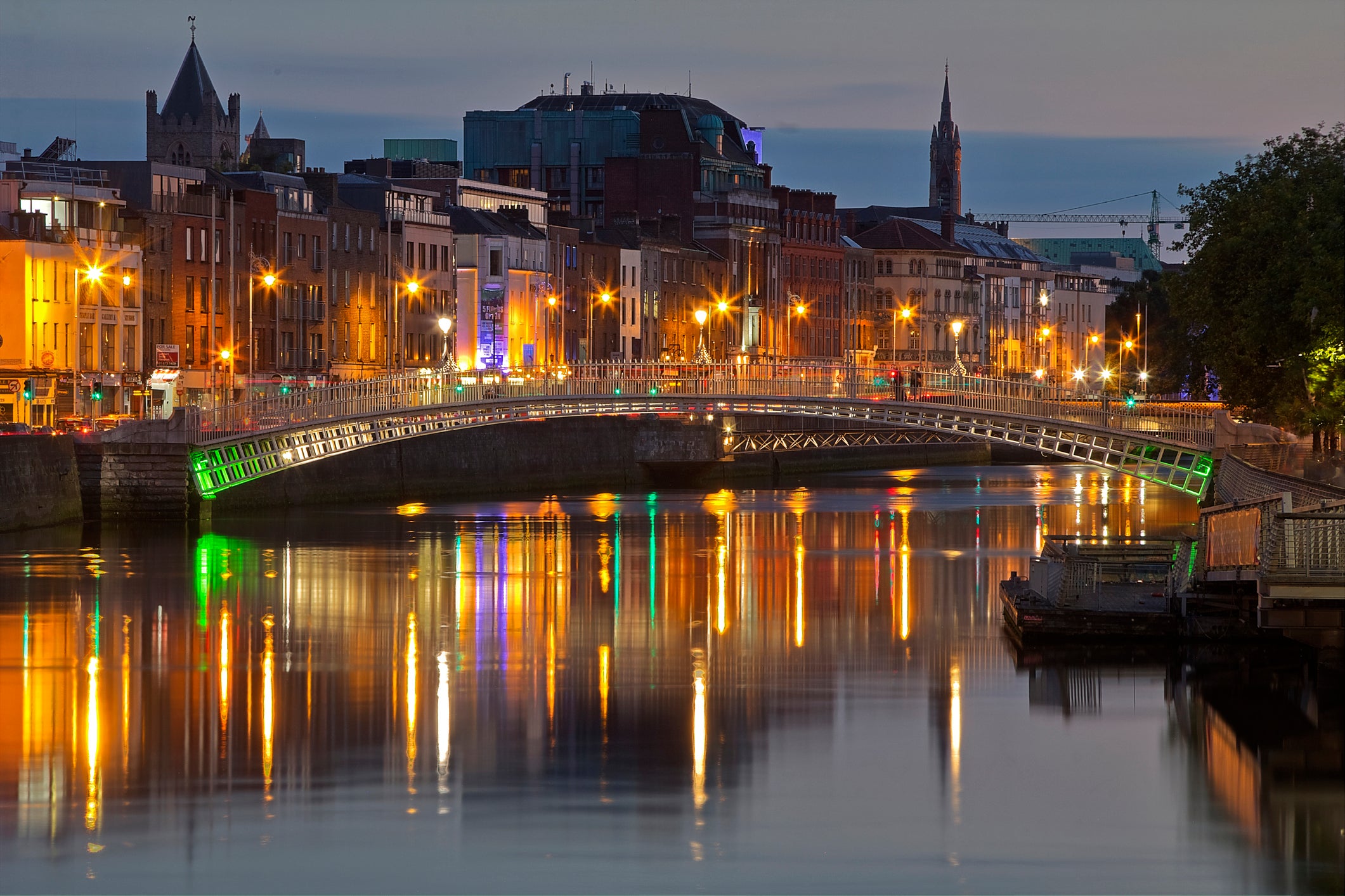 The Ha'penny Bridge in Dublin, Ireland