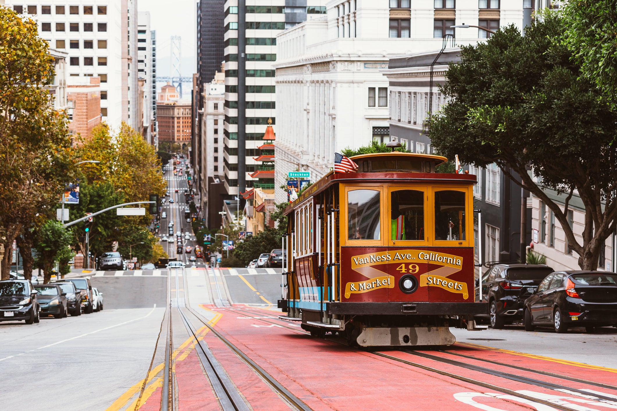A historic cable car in San Francisco