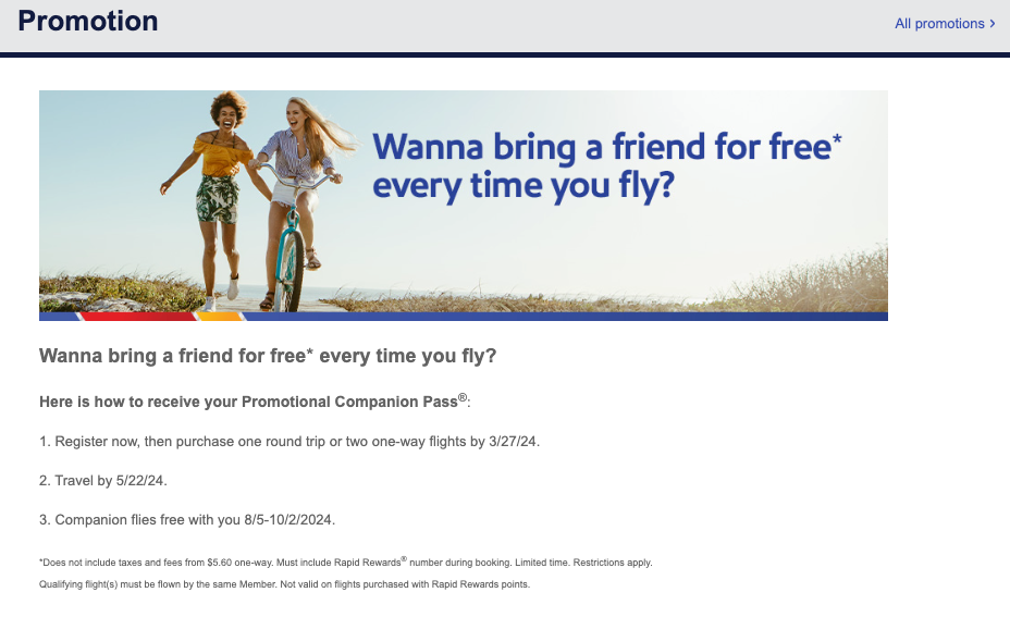 Last chance: Book just 1 Southwest ticket to earn a Southwest Companion Pass