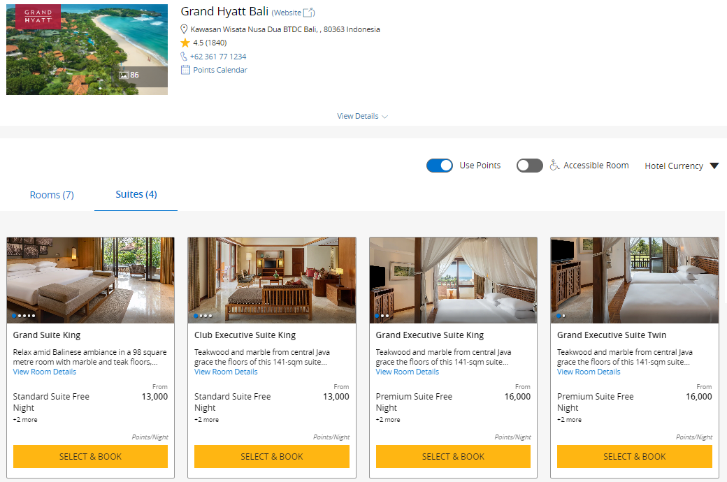 Grand Hyatt Bali suite types