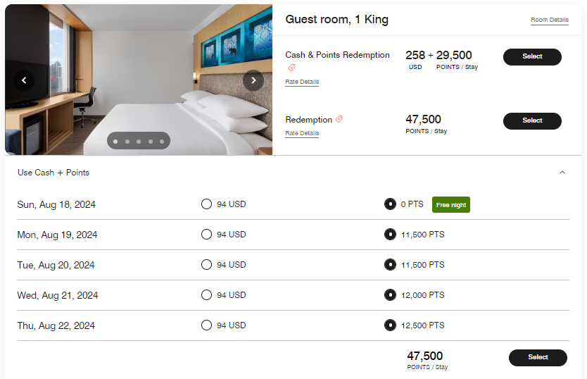 Marriott fifth night free when redeeming points