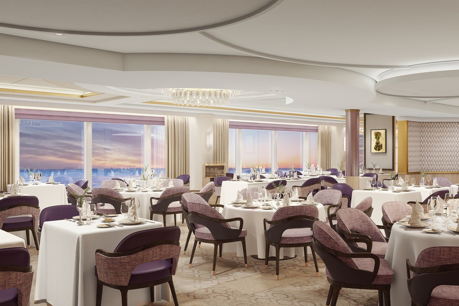 The Princess Grill Dining Room on Cunard's Queen Anne cruise ship