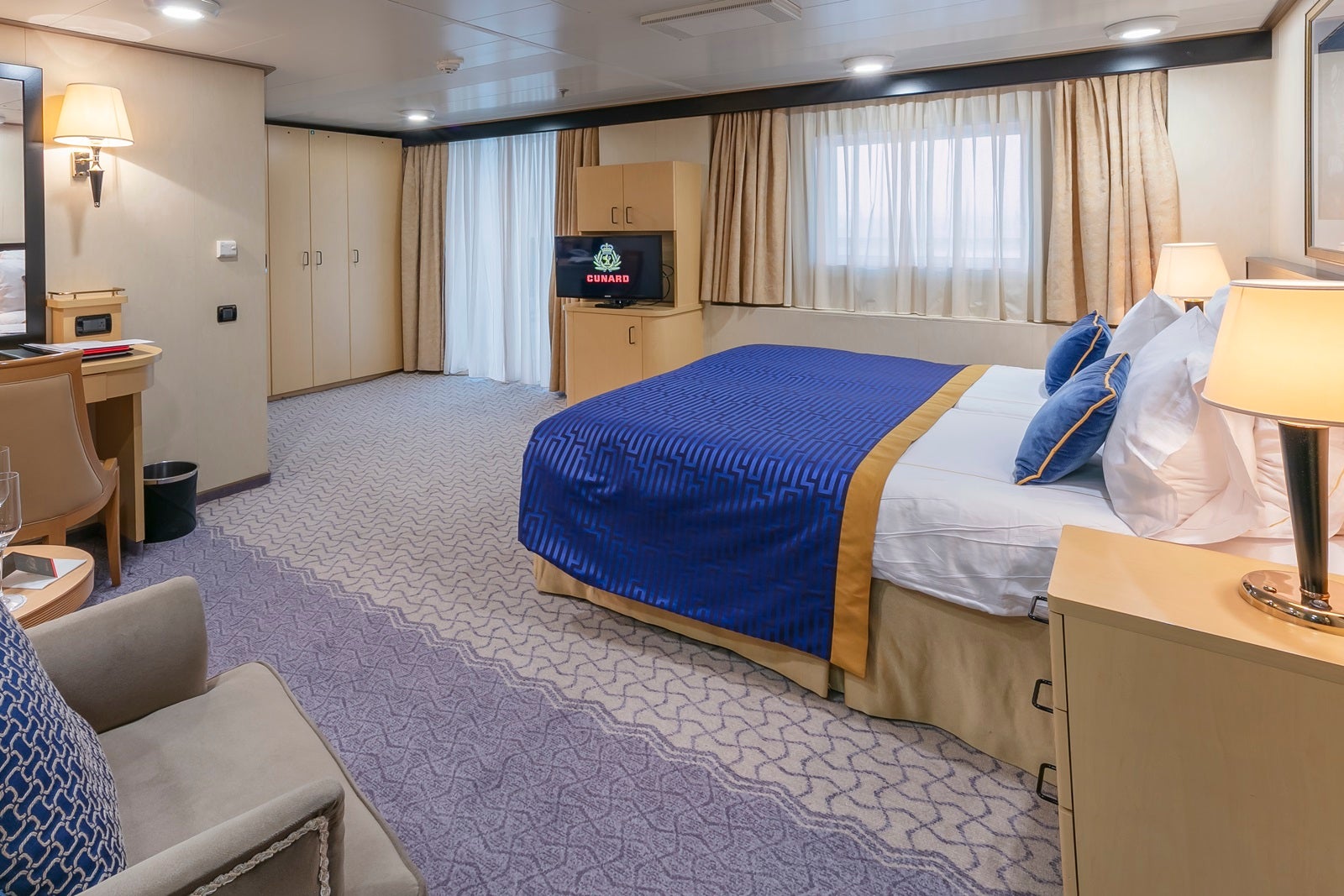 A large accessible cabin on a cruise ship