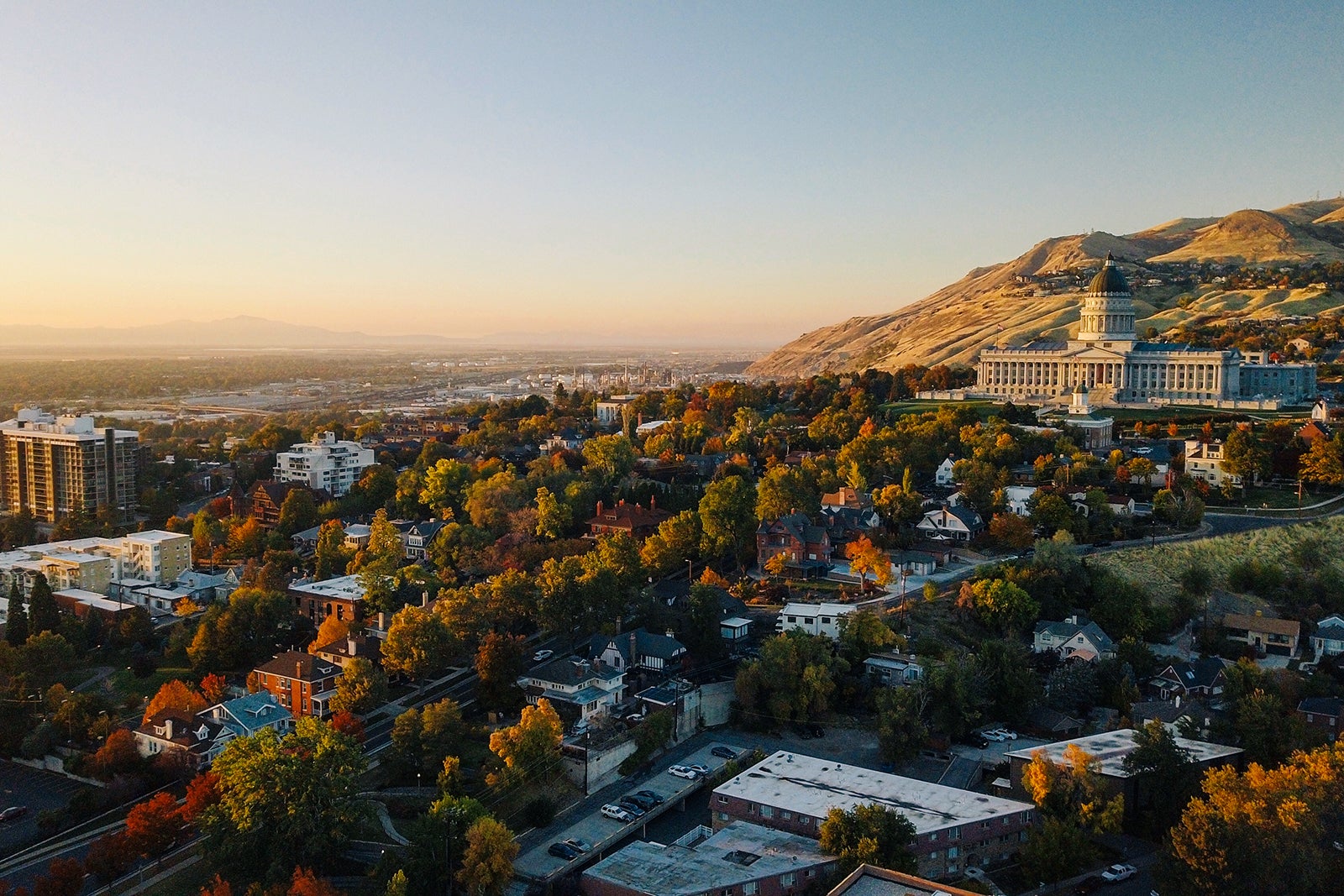 An aerial view of Salt Lake City, Utah