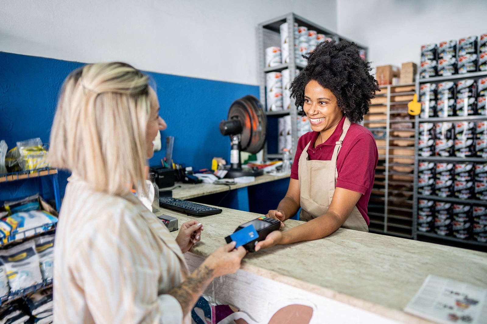 person paying with a credit card