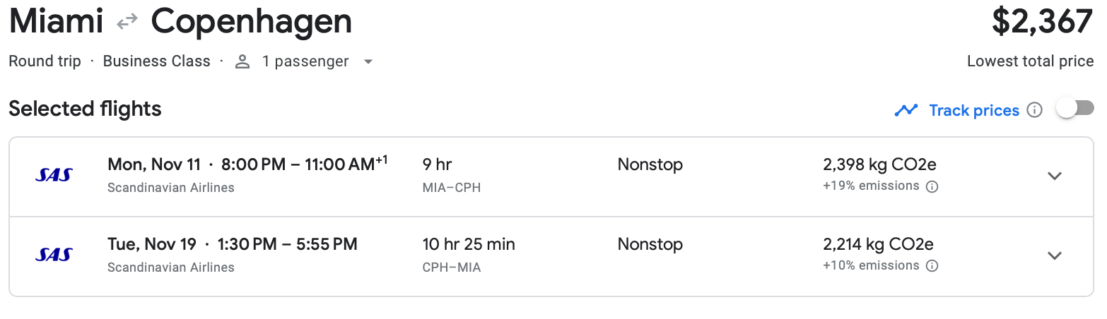 google flights screenshot