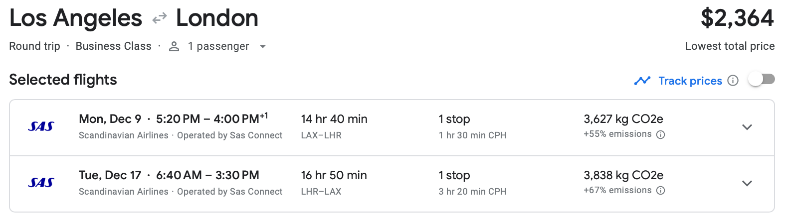 google flights screenshot