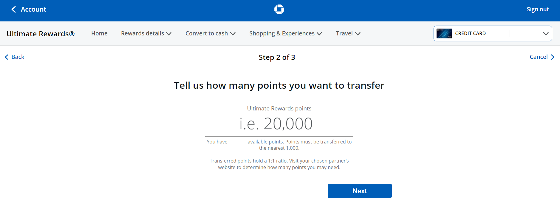 Transfer Chase points to United