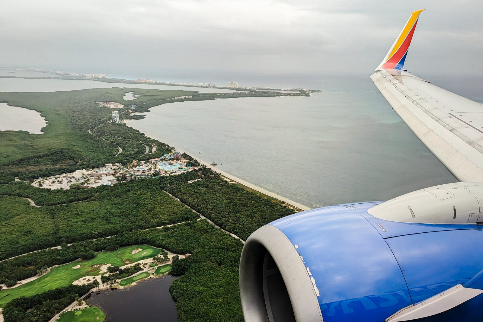 Southwest flight landing in Cancun