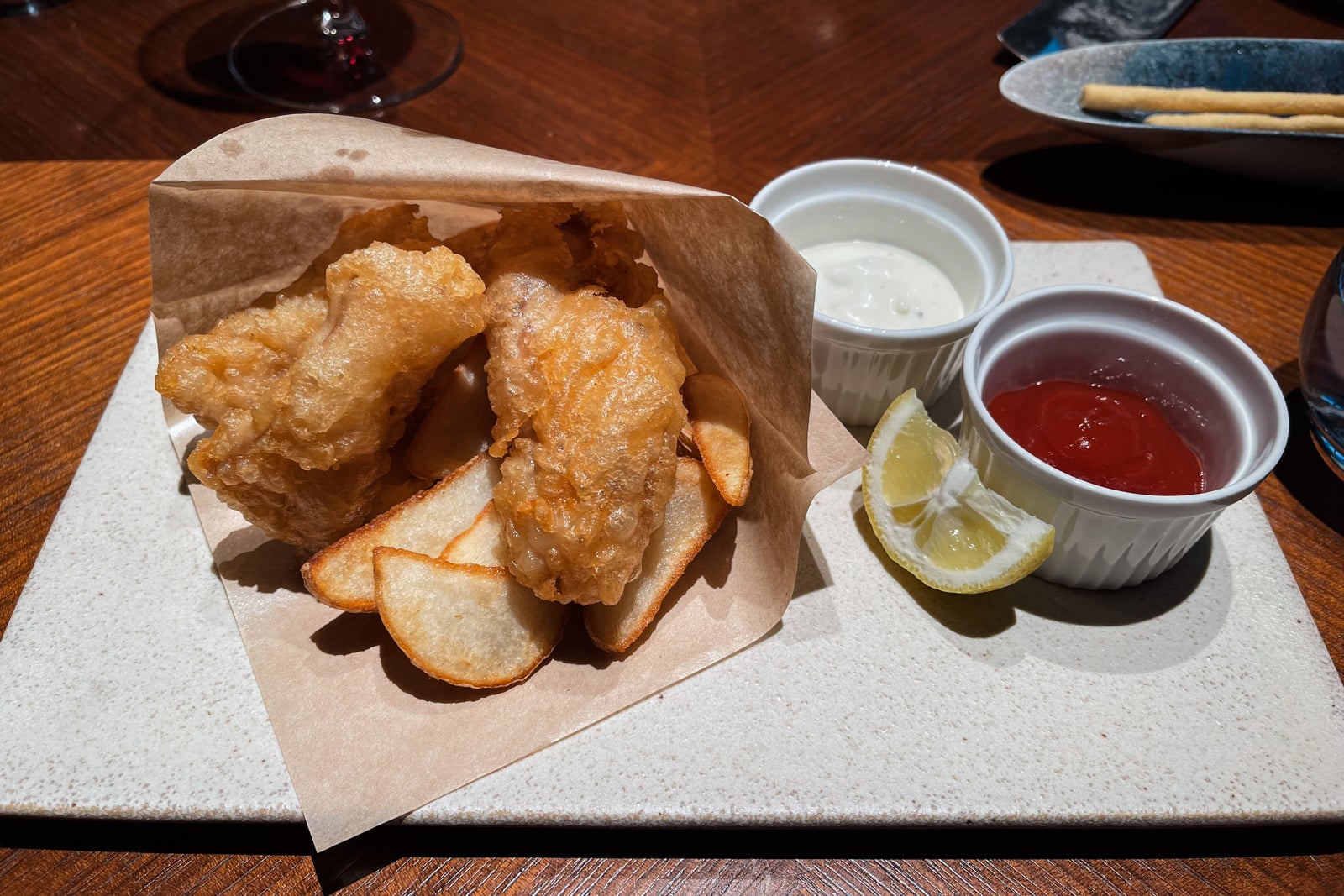 fish and chips at The Ritz-Carlton, Kyoto Lobby Lounge