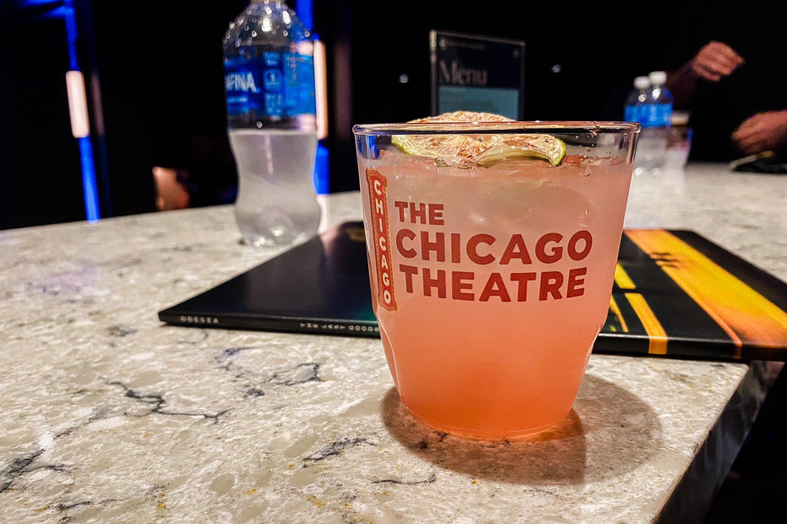 A pink drink at the Chicago Theater