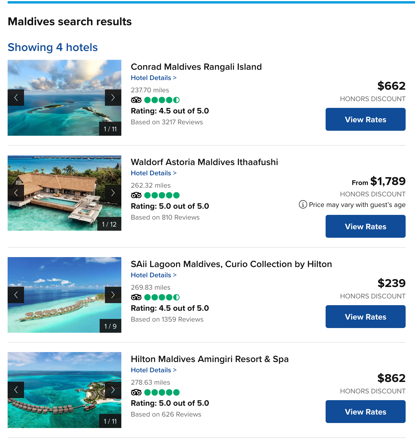 Booking page for Hilton Maldives Amingiri Resort & Spa. HILTON