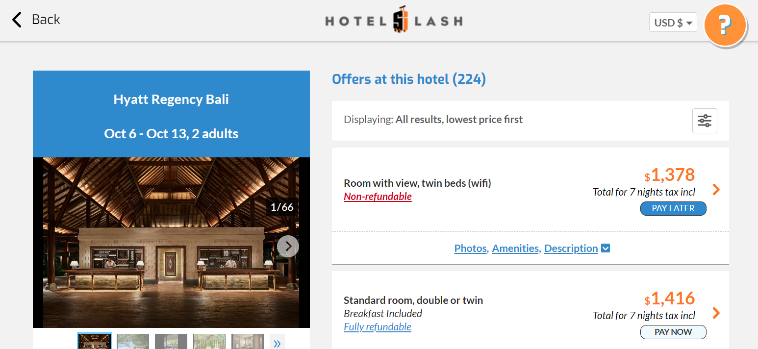 Getting a HotelSlash quote