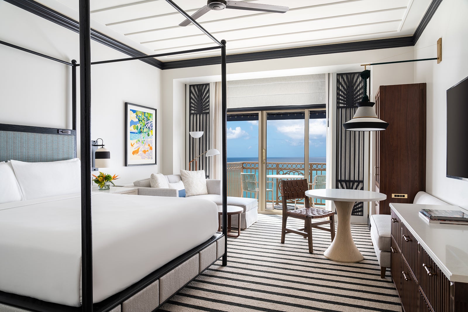 A guest suite with an oceanview at the Ritz-Carlton Grand Cayman