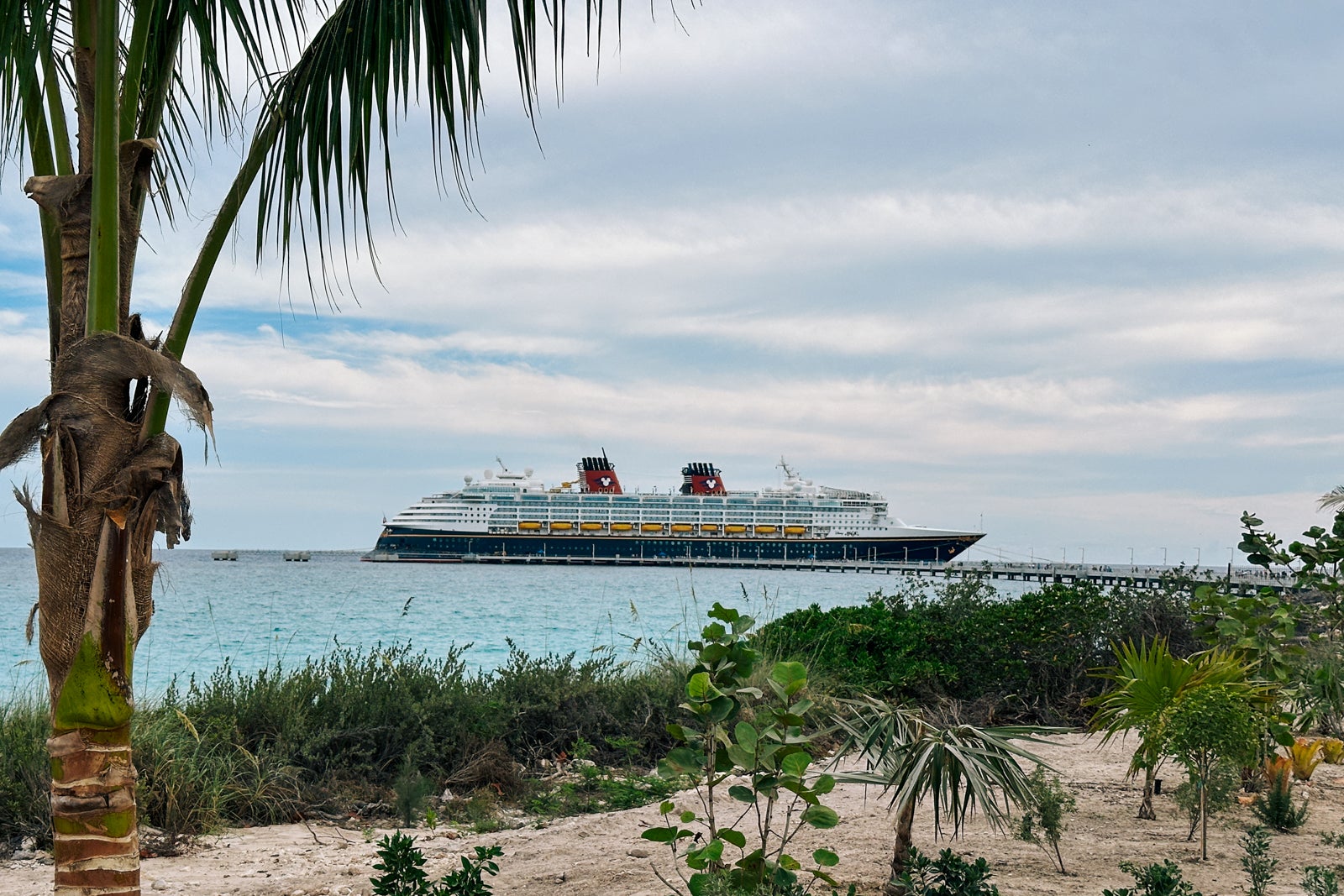 A view of Disney Magic from Disney Lookout Cay at Lighthouse Point