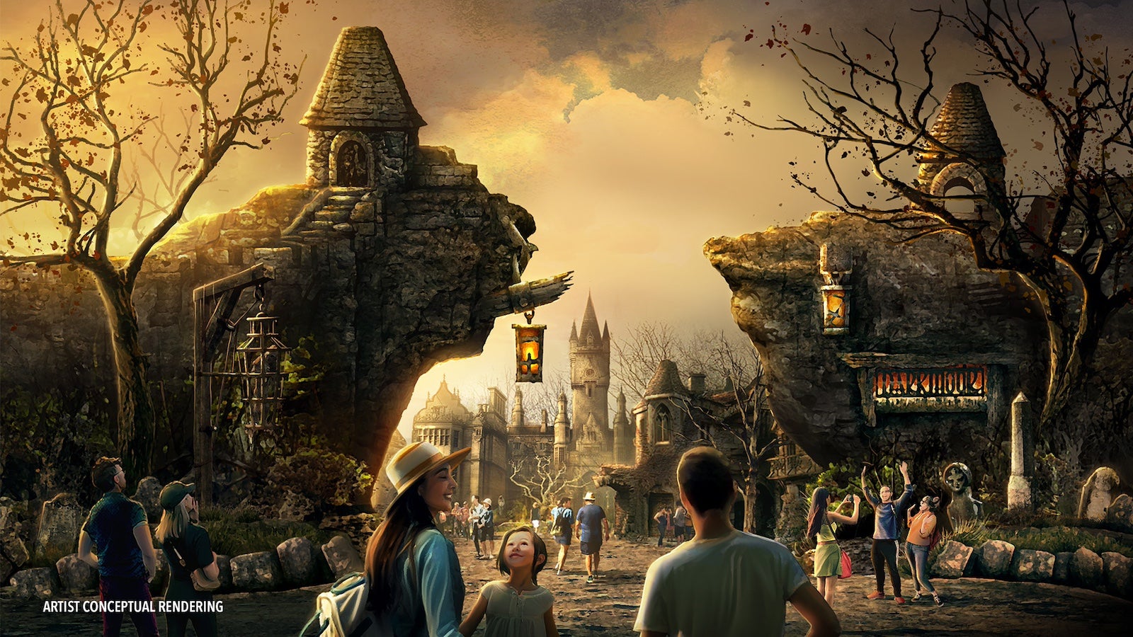 Renderings depicting Dark Universe at Universal Epic Universe