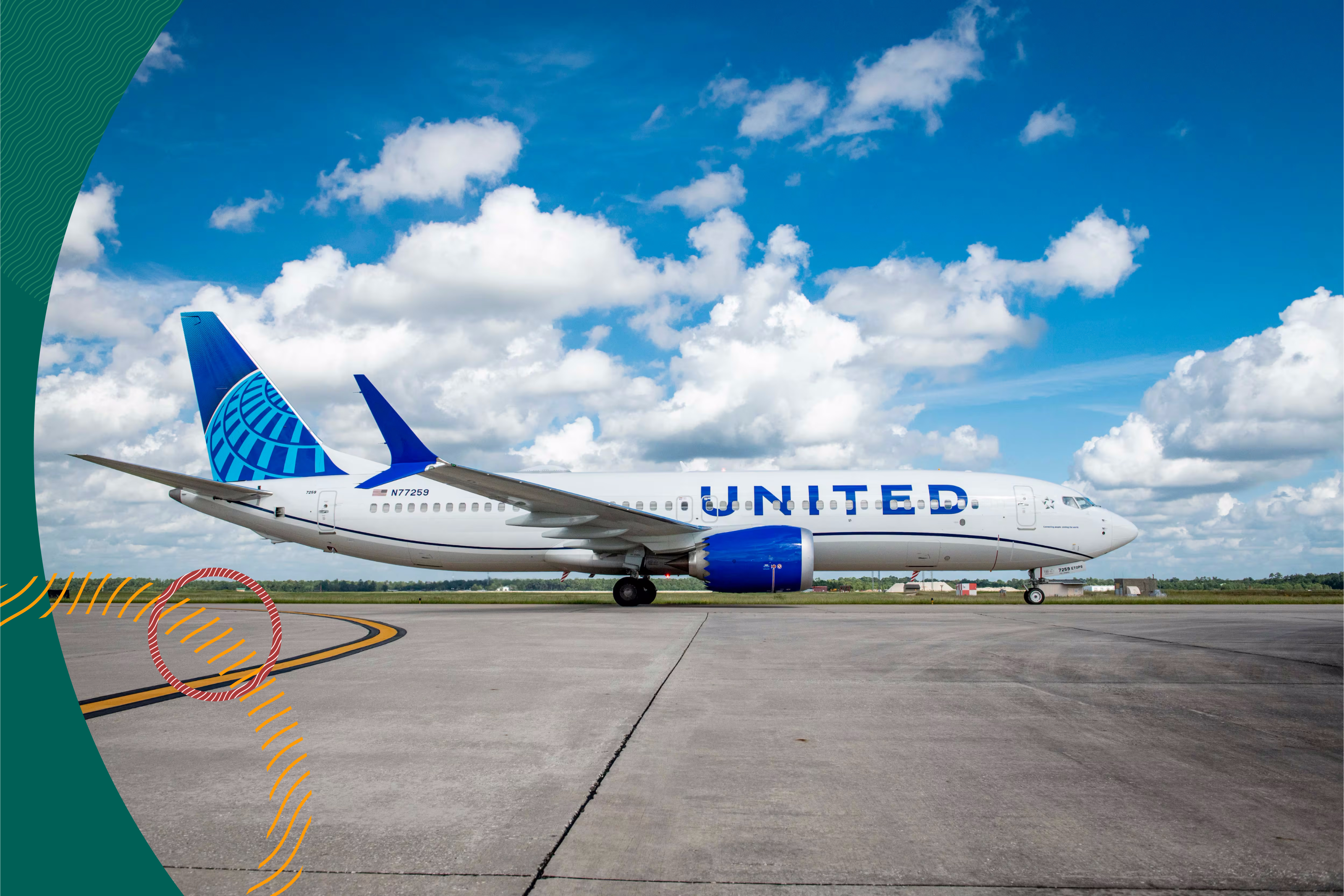 United Airlines plane on a sunny tarmac
