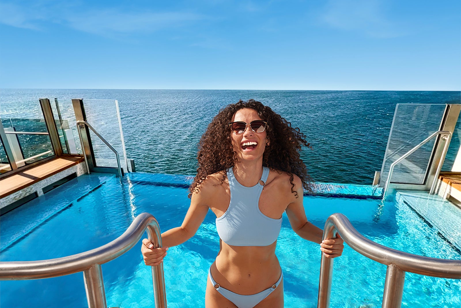 Women exiting pool