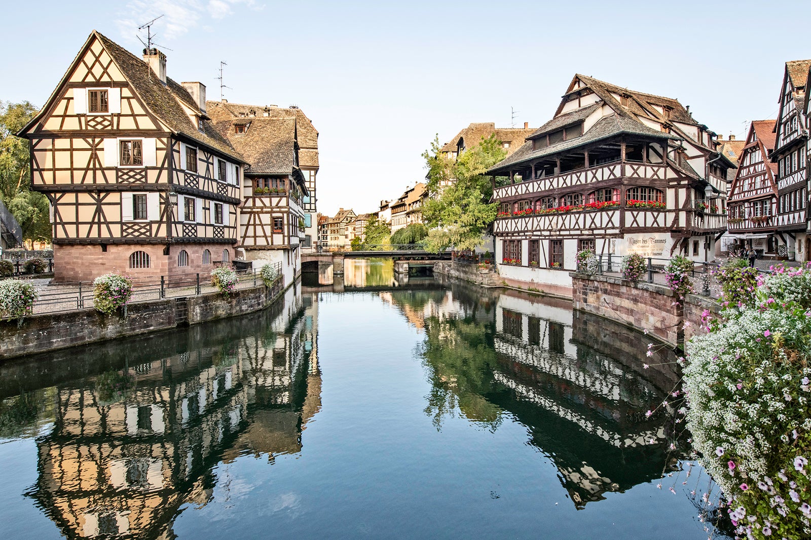 view of the river and buildings in Strasbourg, France