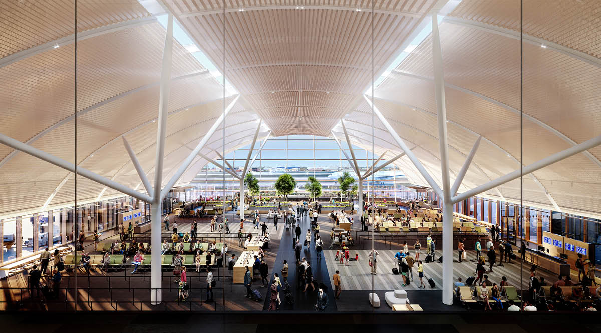 A rendering of what the interior of what Chicago O'Hare International Airport will look like