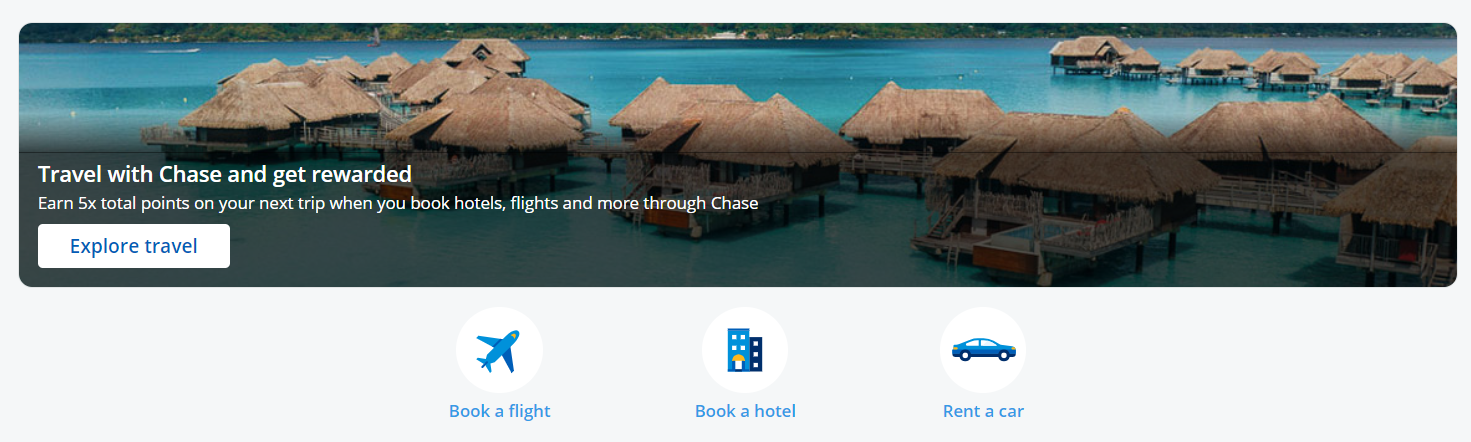 Chase Travel portal screenshot