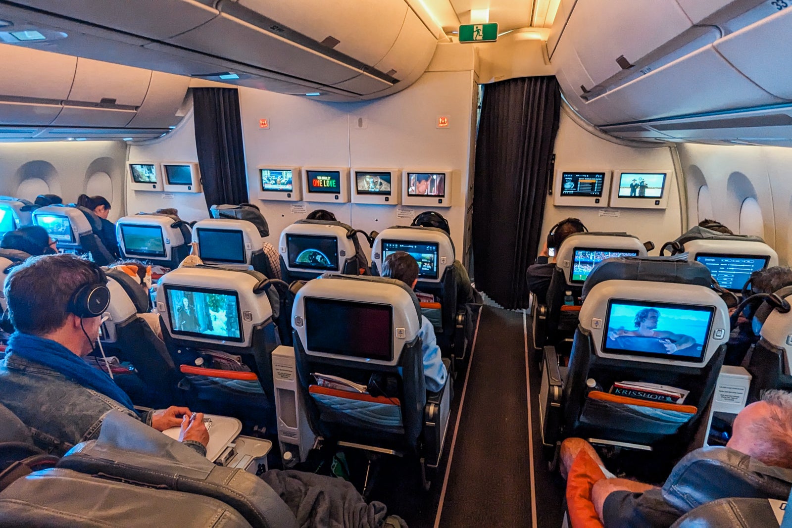 Singapore Airlines premium economy seats with passengers