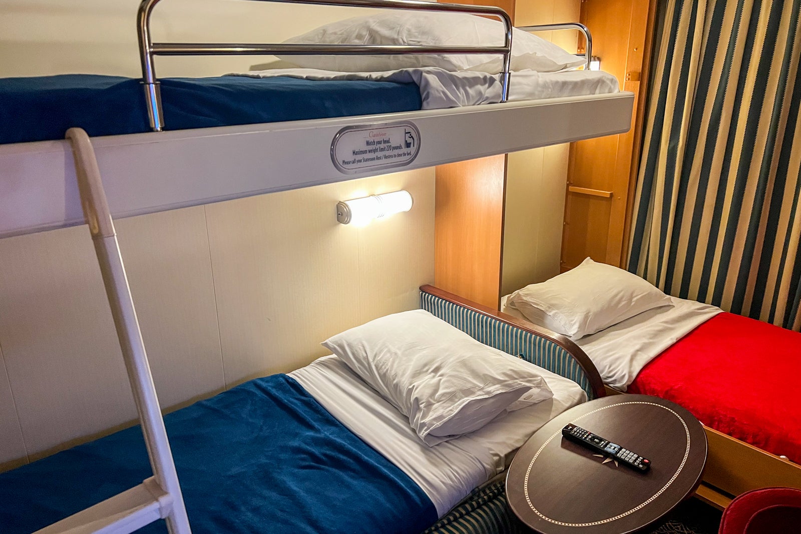 A bunkbed in a cruise ship