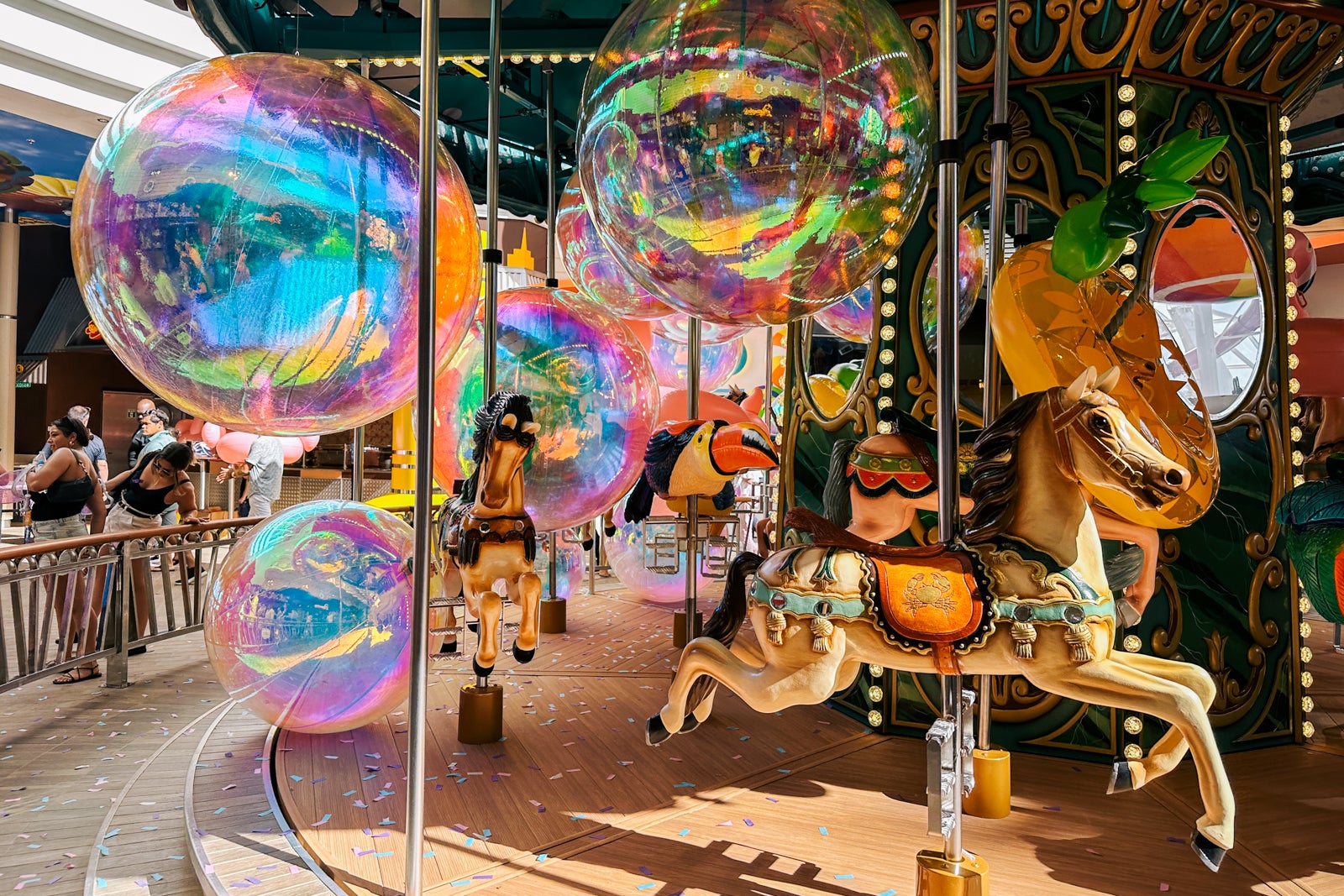 Carousel horses with giant, inflatable bubbles