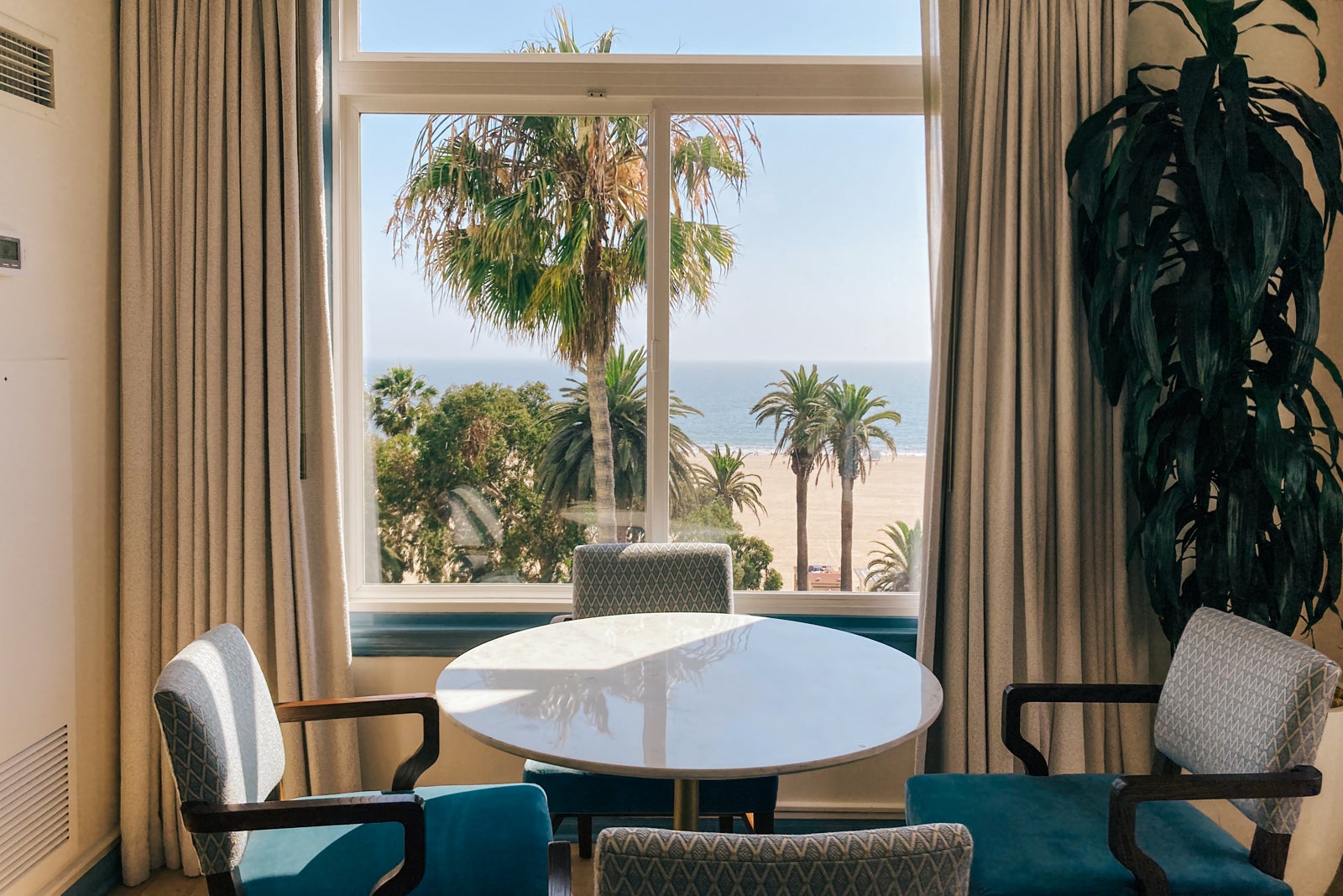 Sitting area of a suite in The Georgian Hotel at Santa Monica, CA