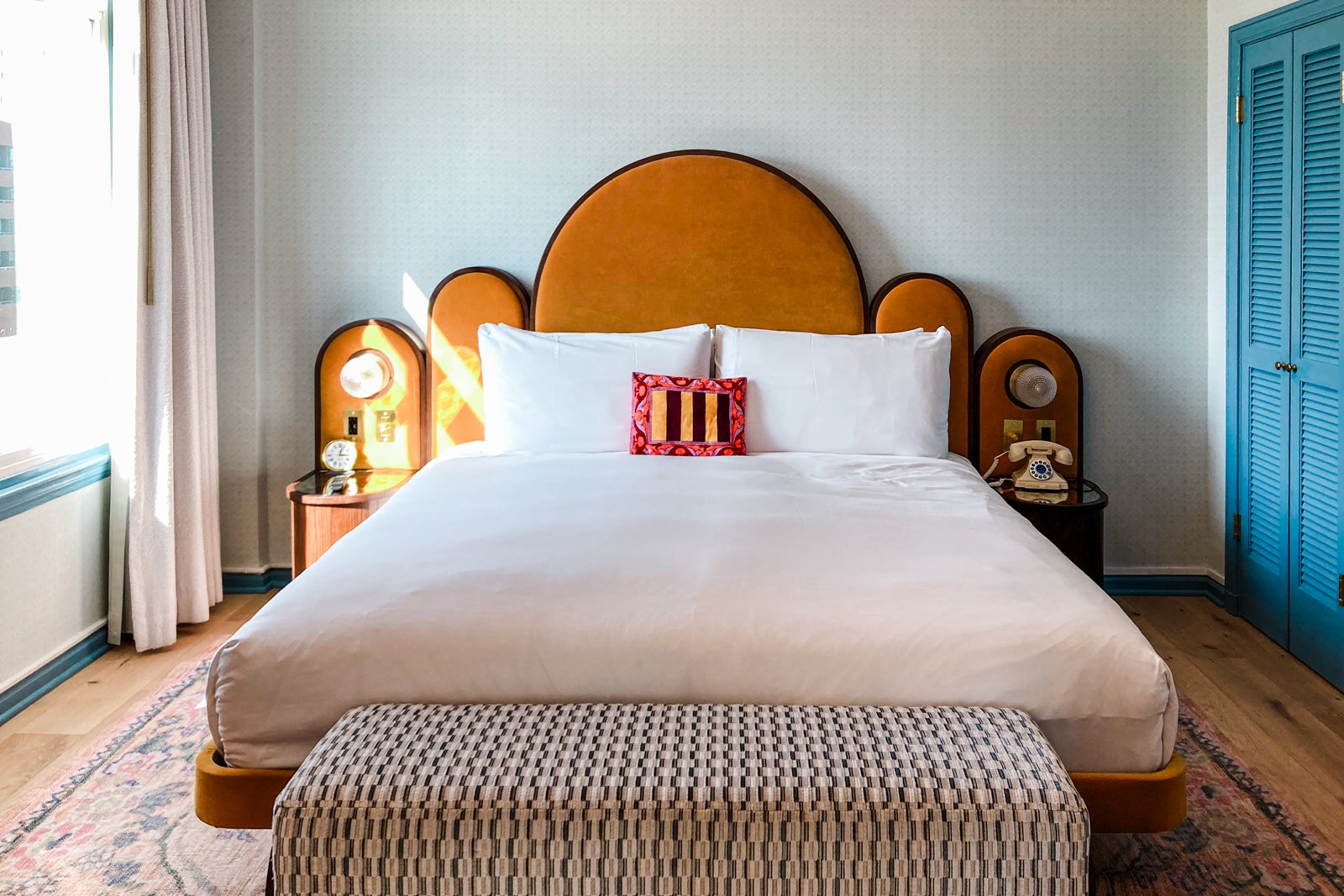 The bed at the Georgian Hotel in Santa Monica, California