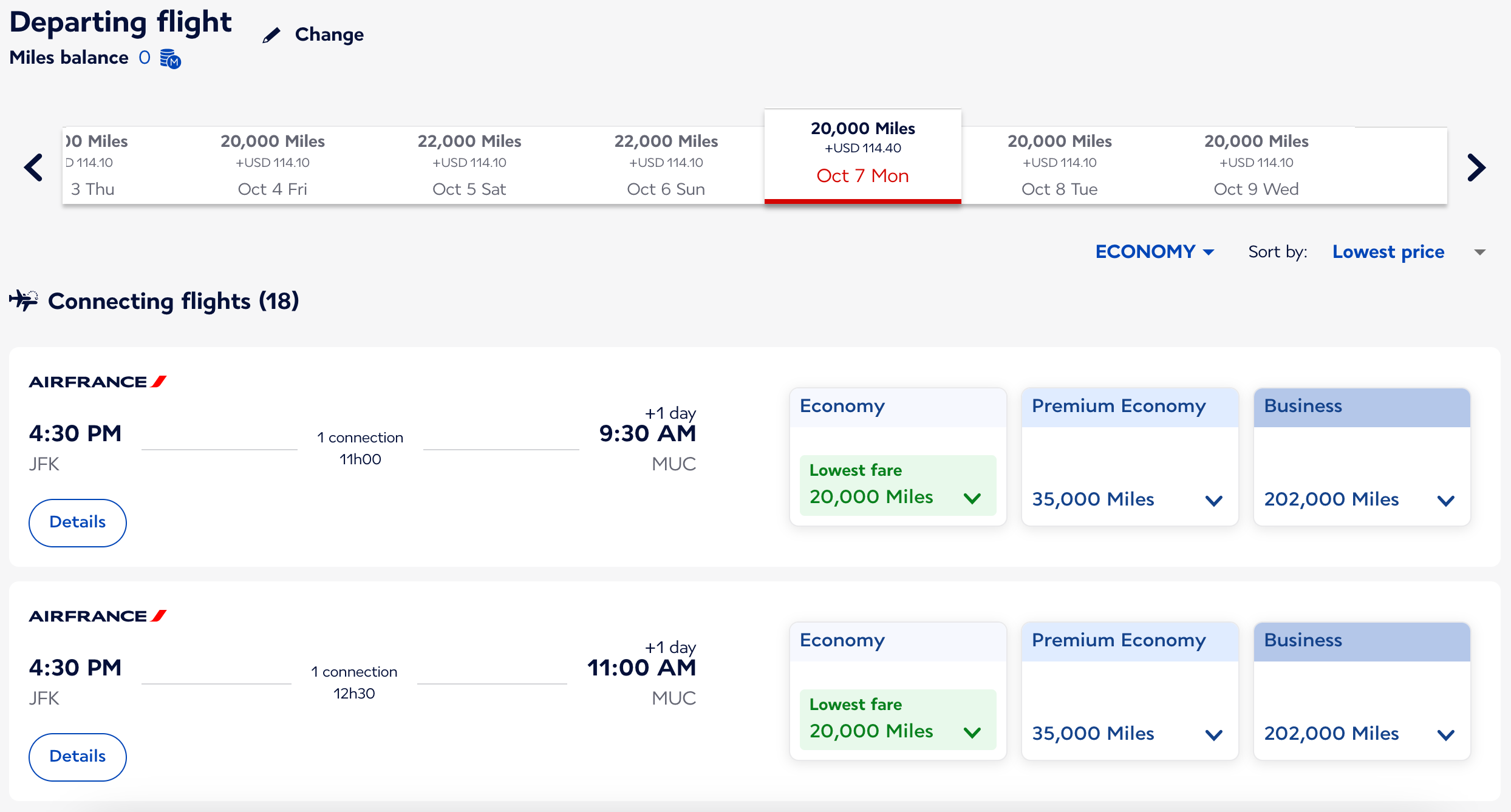 Air France award flights JFK-MUC