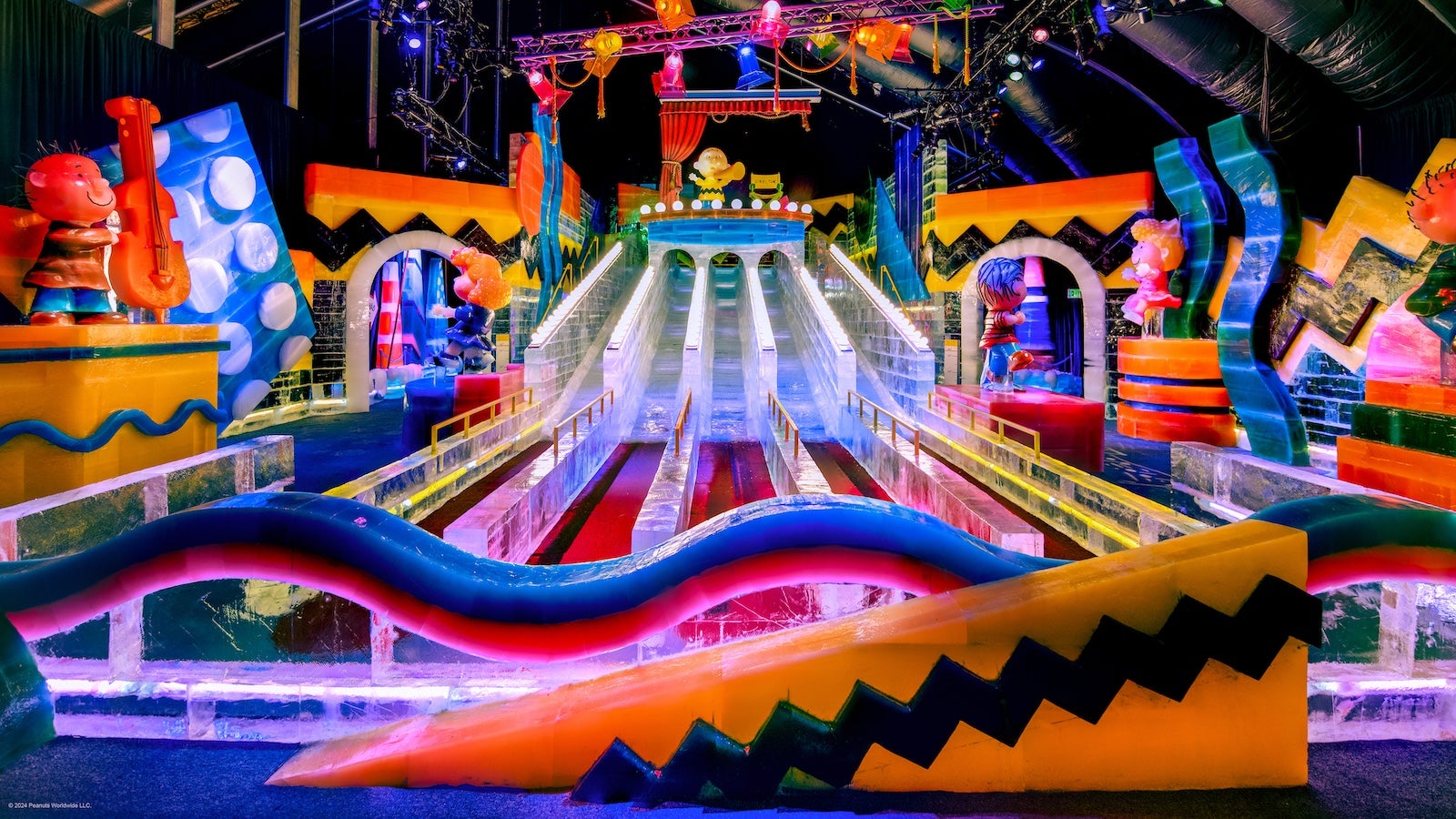 An colorful ice slide at the Gaylord Hotel