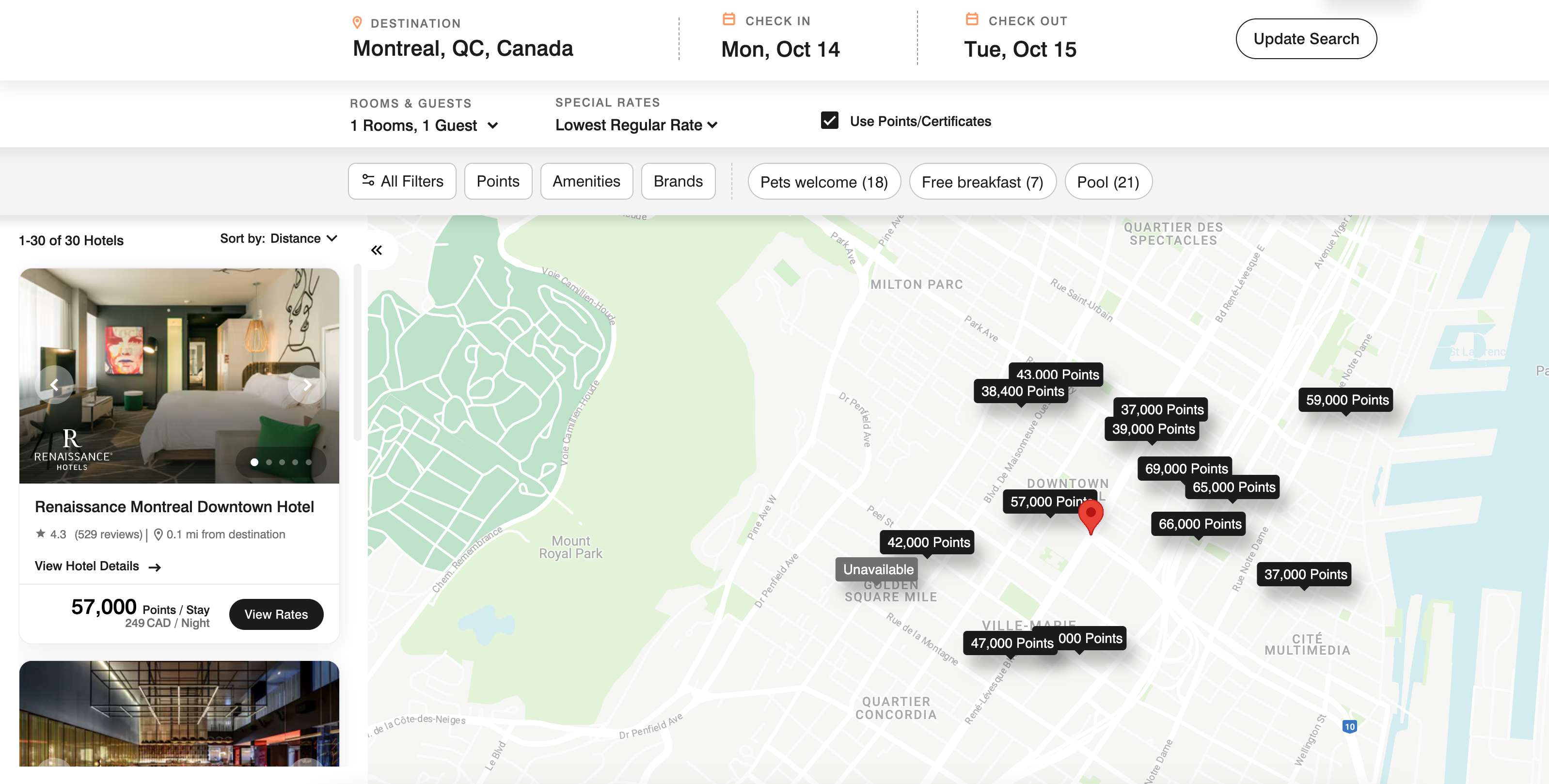 Marriott Montreal hotel map