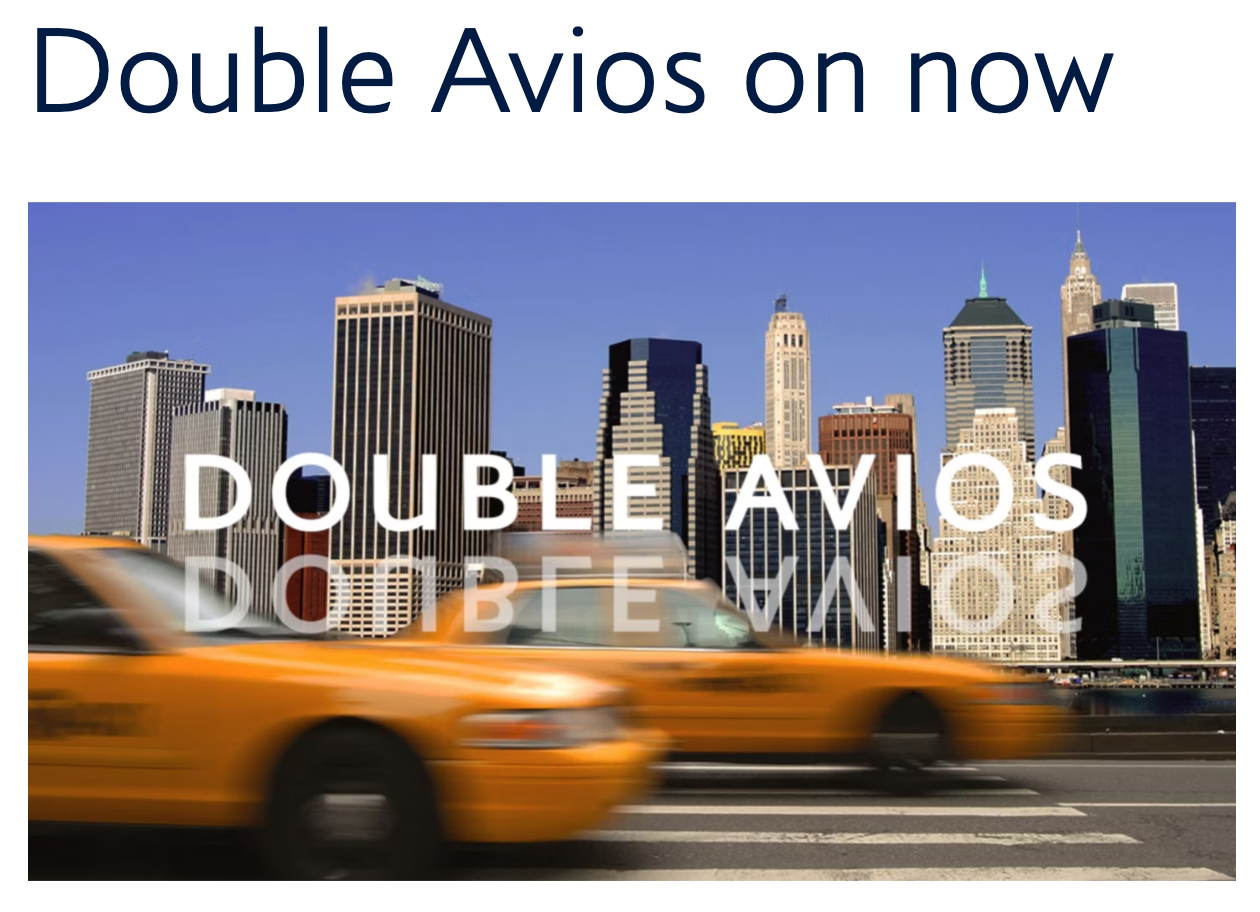 Banner advertising Double Avios points