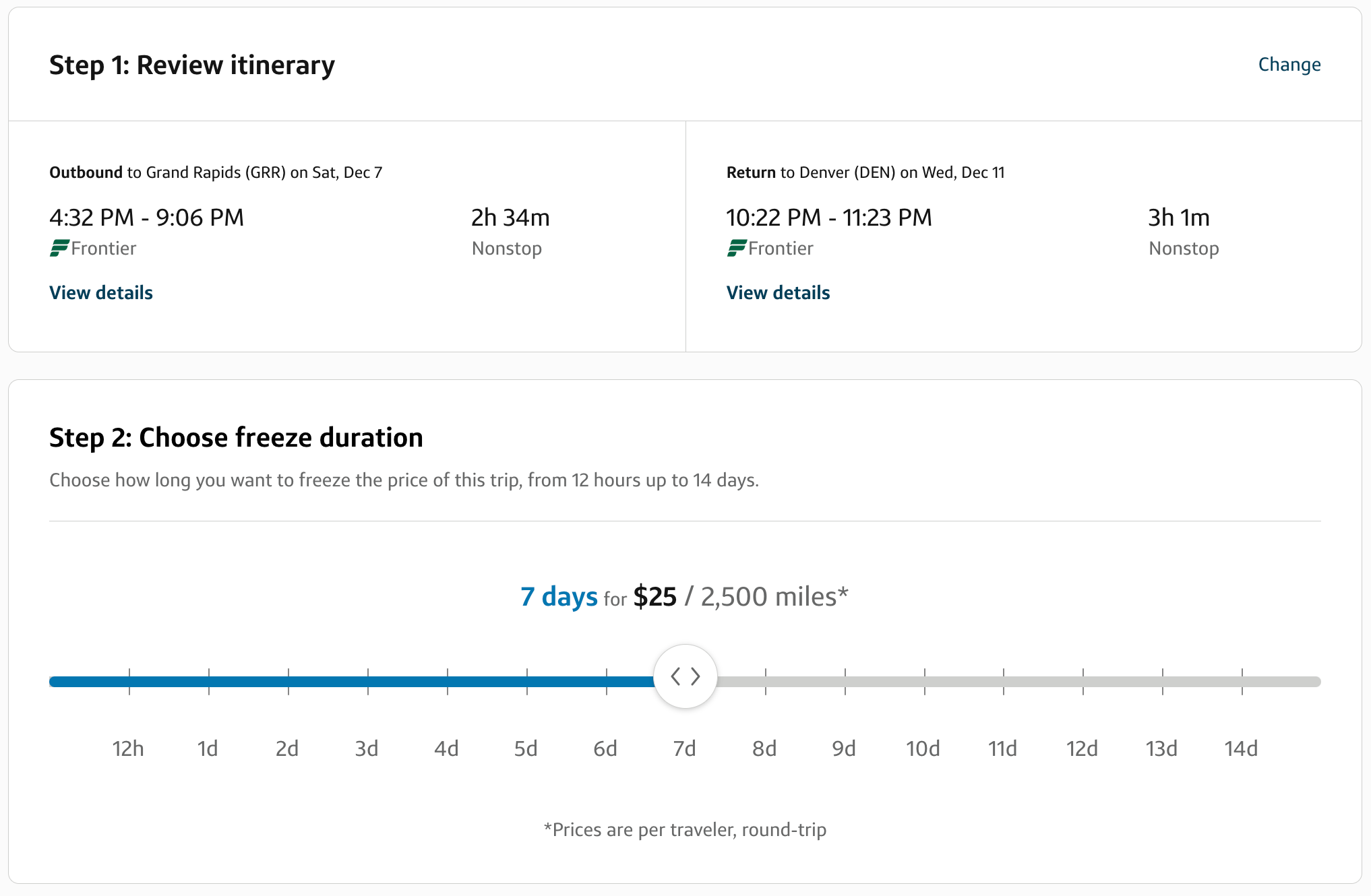 Capital One travel portal freeze price