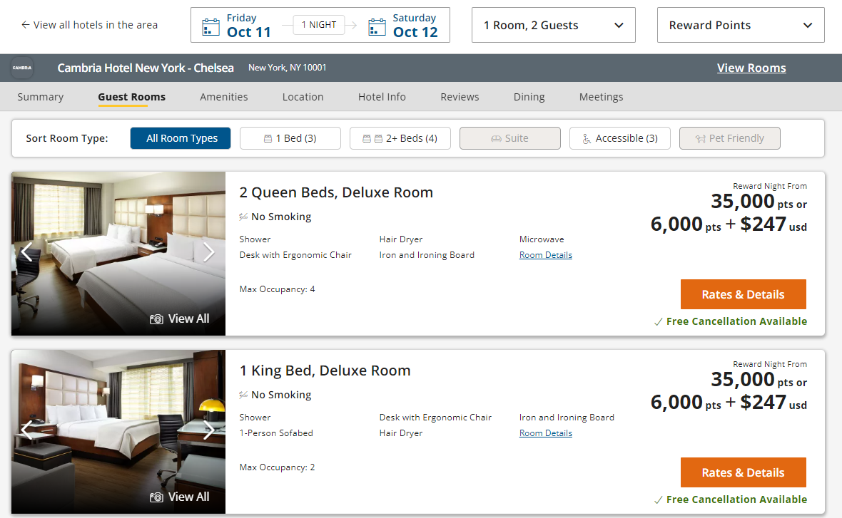 Redeem Choice points for a hotel stay