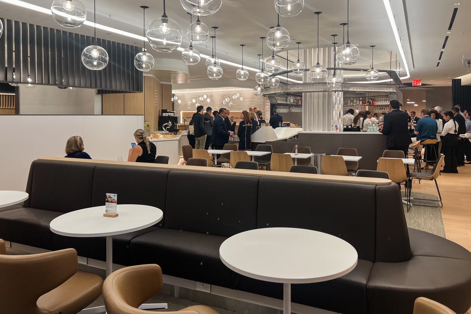 Bar at the Lufthansa lounge at Newark Liberty International Airport