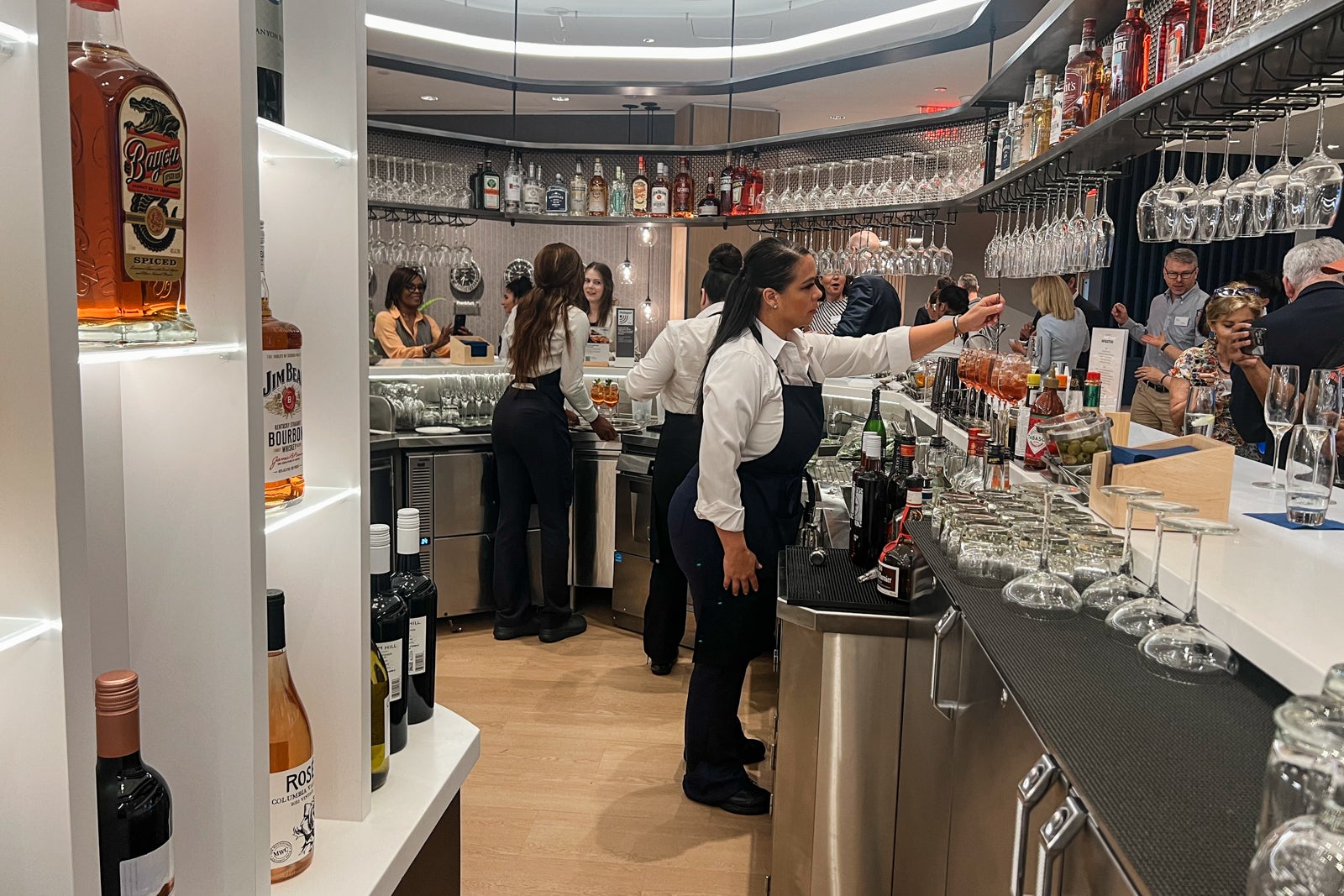 Bars at the Lufthansa lounge at Newark Liberty International Airport