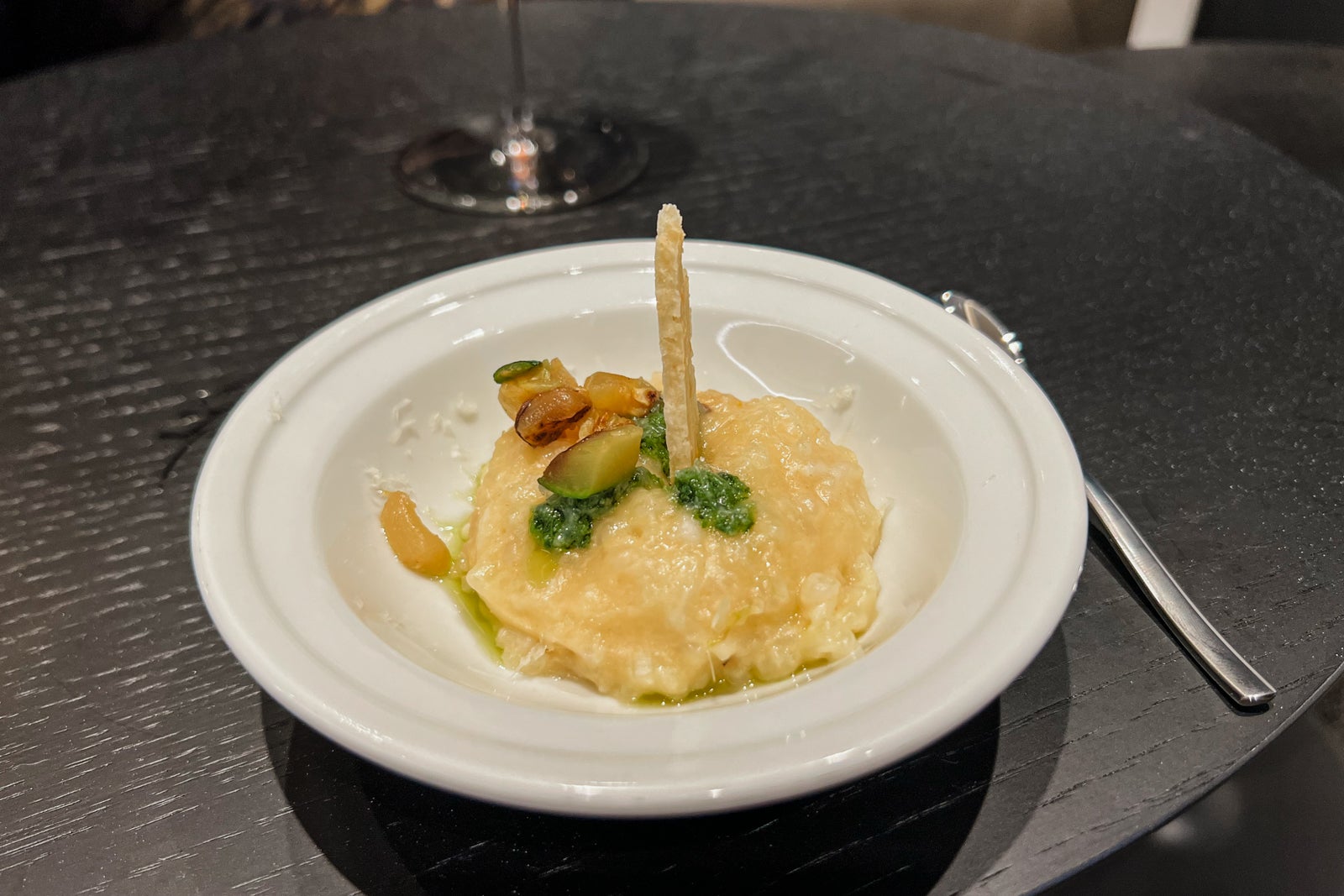 harvest squash risotto with basil pesto at Lufthansa lounge