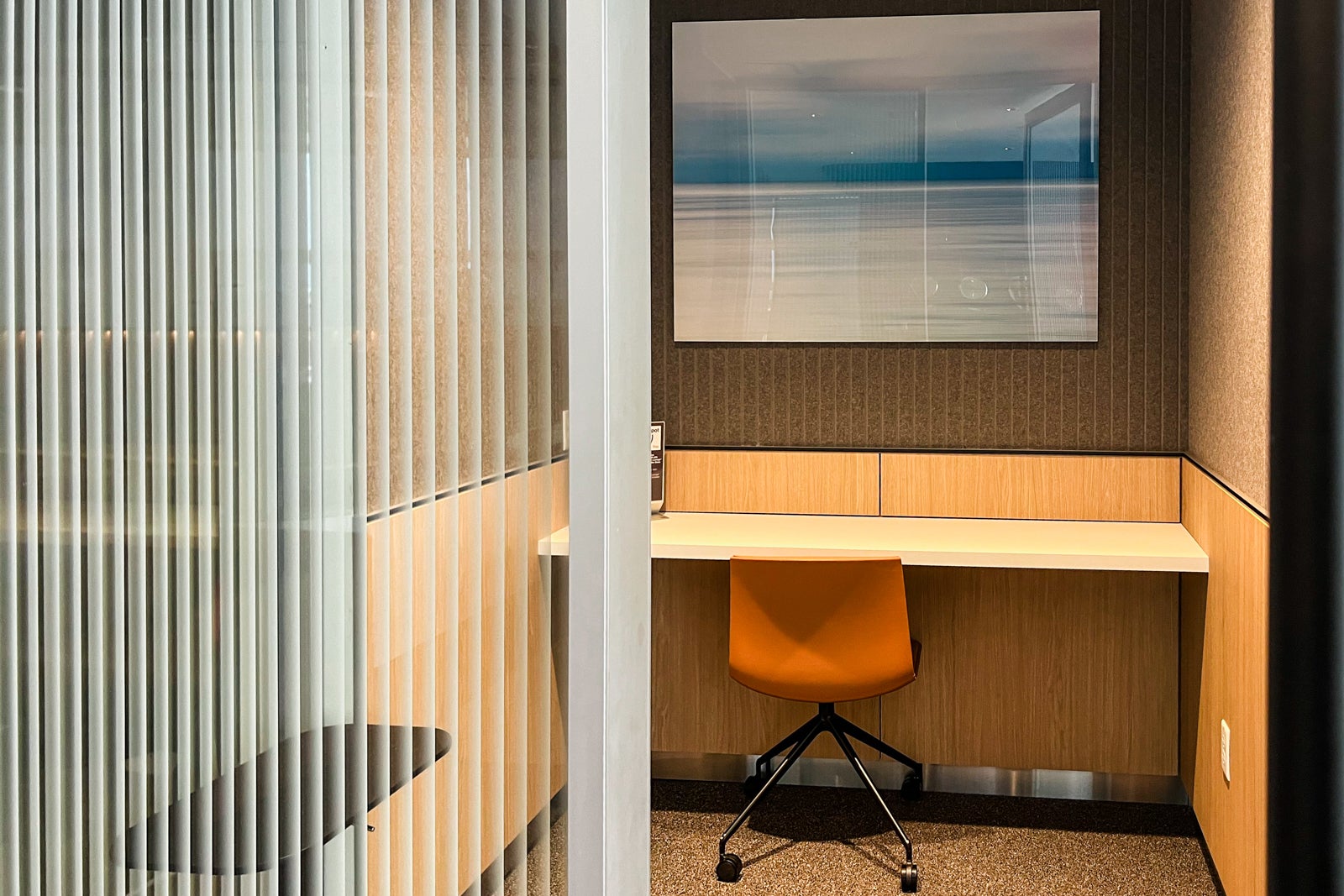 Soundproofed rooms at the Lufthansa lounge at Newark Liberty International Airport