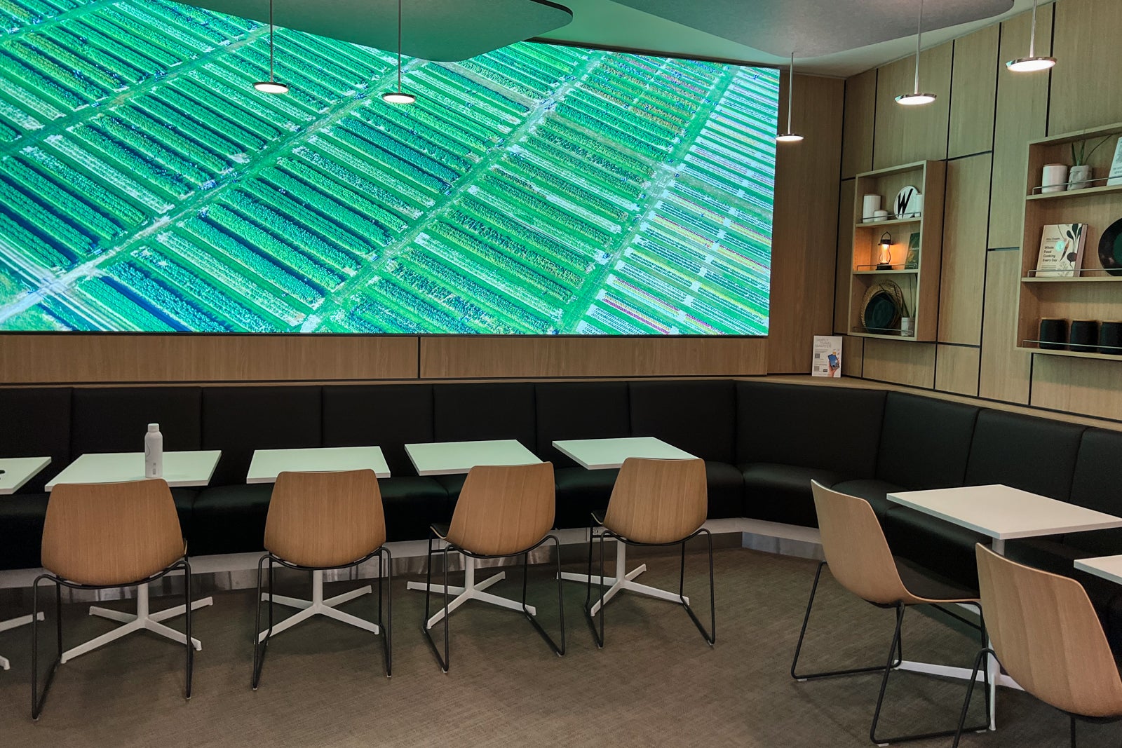 Dining area of Lufthansa lounge at Newark Liberty International Airport