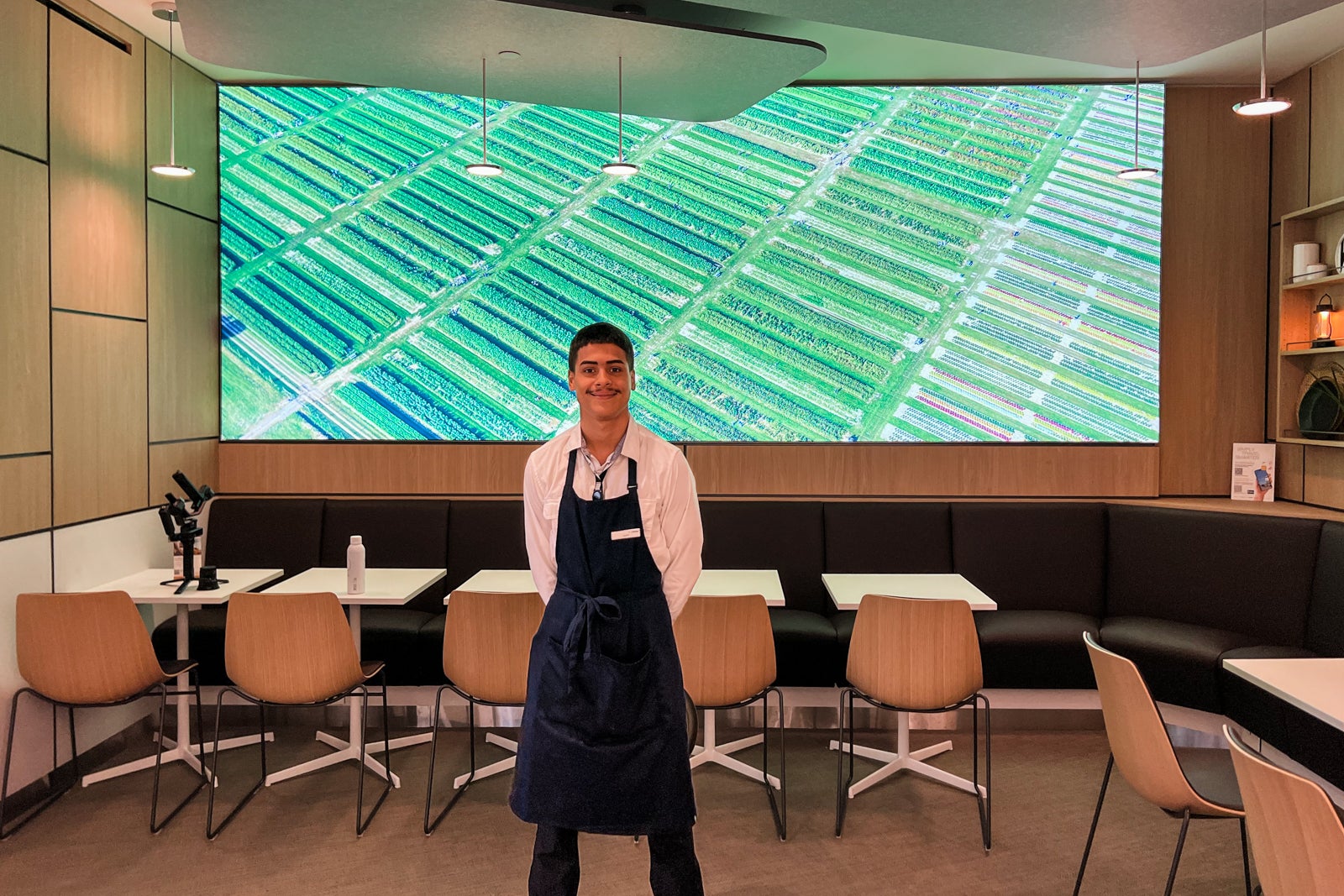 Waitstaff at Lufthansa lounge at Newark Liberty International Airport