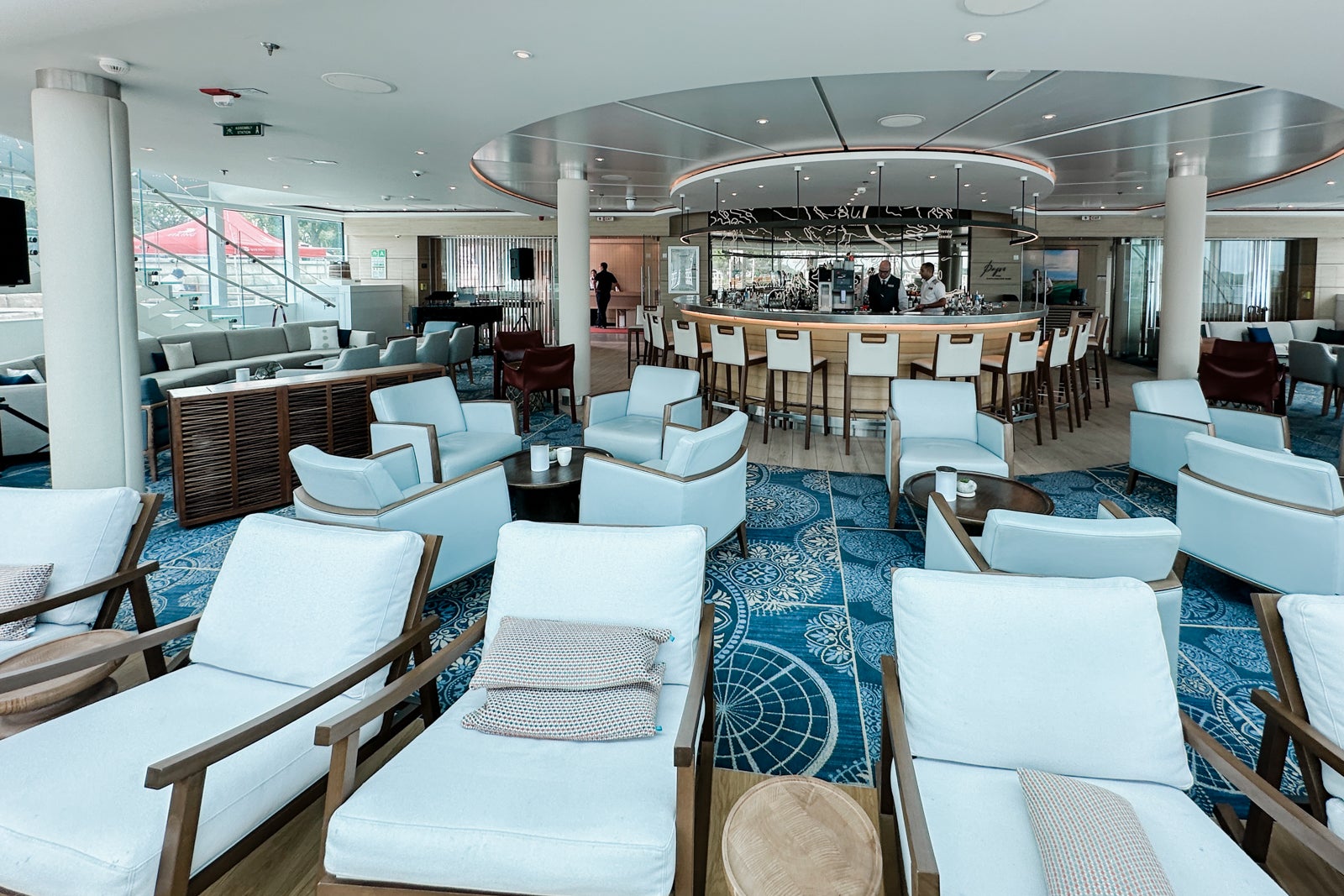 A cruise ship lounge area